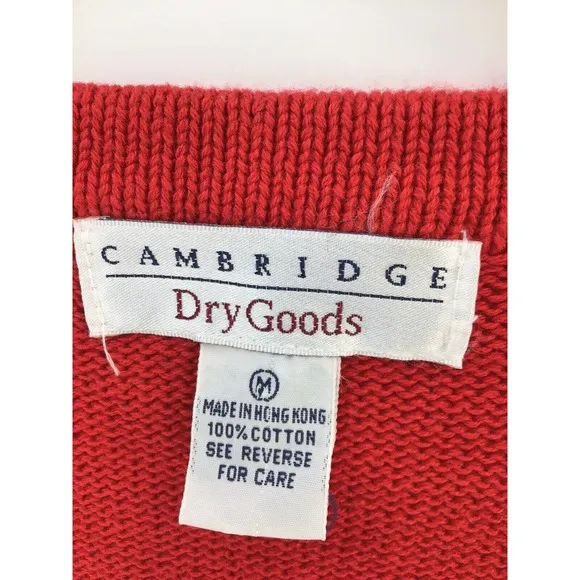 Cambridge Dry Goods Red Wooden Beaded Vest Cardigan Women's Size Medium Boho