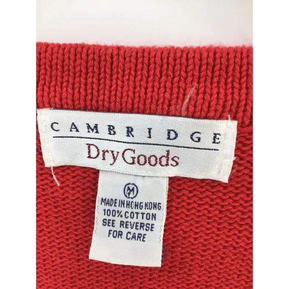 Cambridge Dry Goods Red Wooden Beaded Vest Cardigan Women's Size Medium Boho