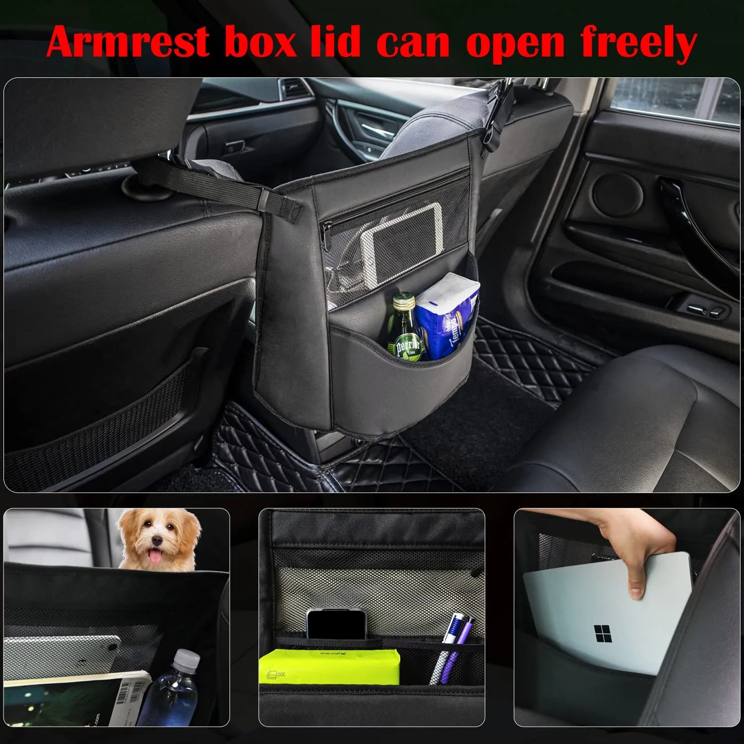 Car Organizer, Storage Bag Between Front Seats, Car Purse Holder, Handbag Tissue Holder, Dog Pet Barrier, Pocket Container, Universal Fit for All Cars, Car Accessories