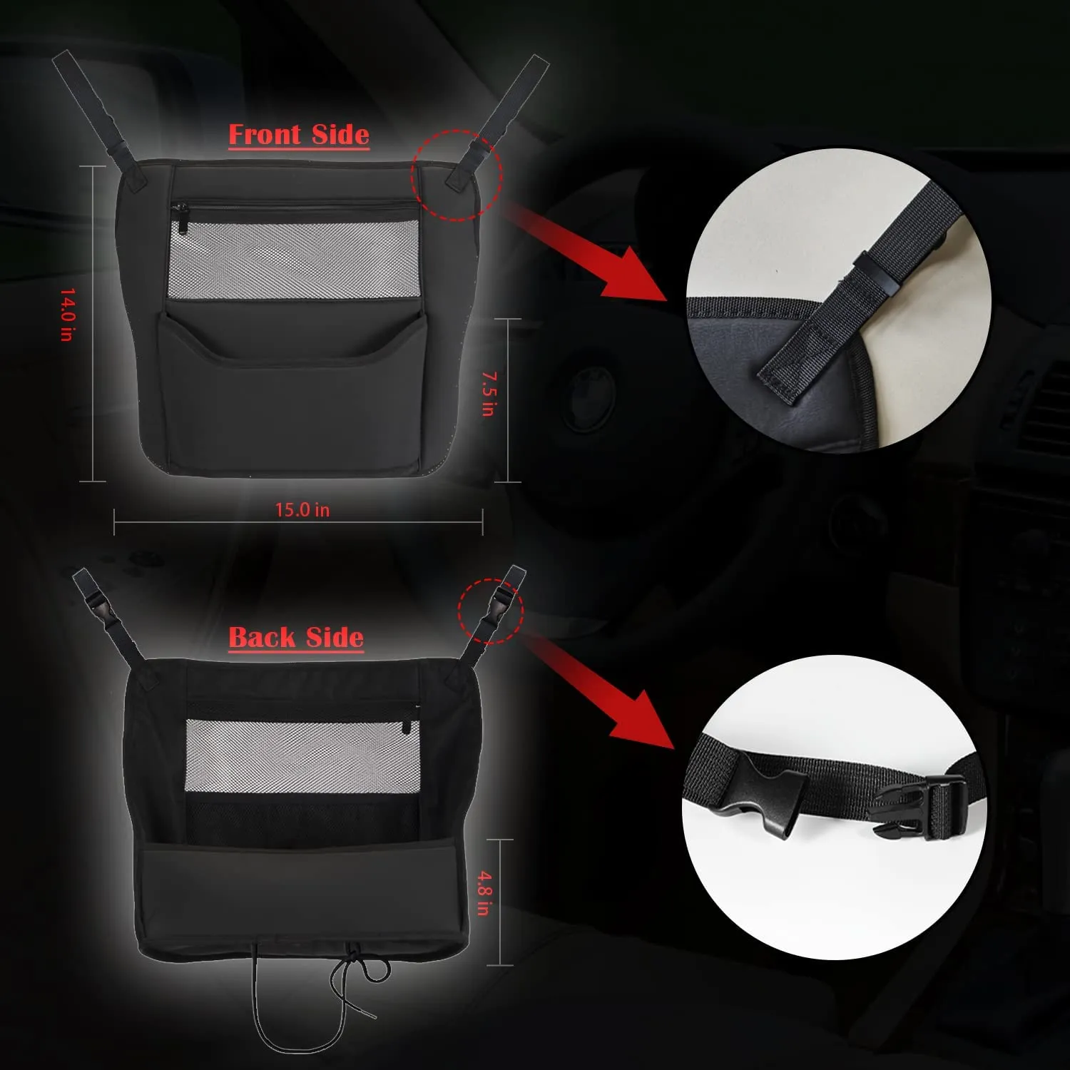 Car Organizer, Storage Bag Between Front Seats, Car Purse Holder, Handbag Tissue Holder, Dog Pet Barrier, Pocket Container, Universal Fit for All Cars, Car Accessories