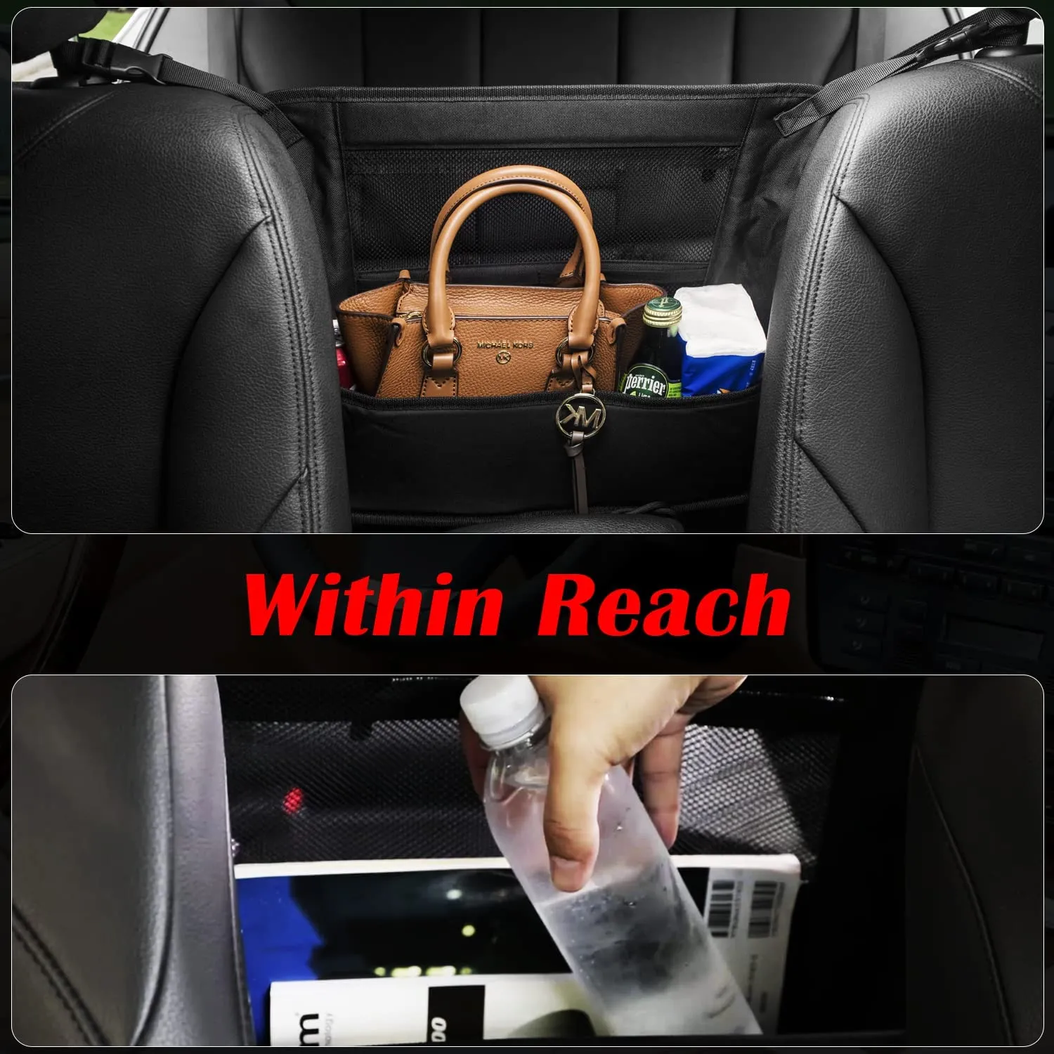 Car Organizer, Storage Bag Between Front Seats, Car Purse Holder, Handbag Tissue Holder, Dog Pet Barrier, Pocket Container, Universal Fit for All Cars, Car Accessories