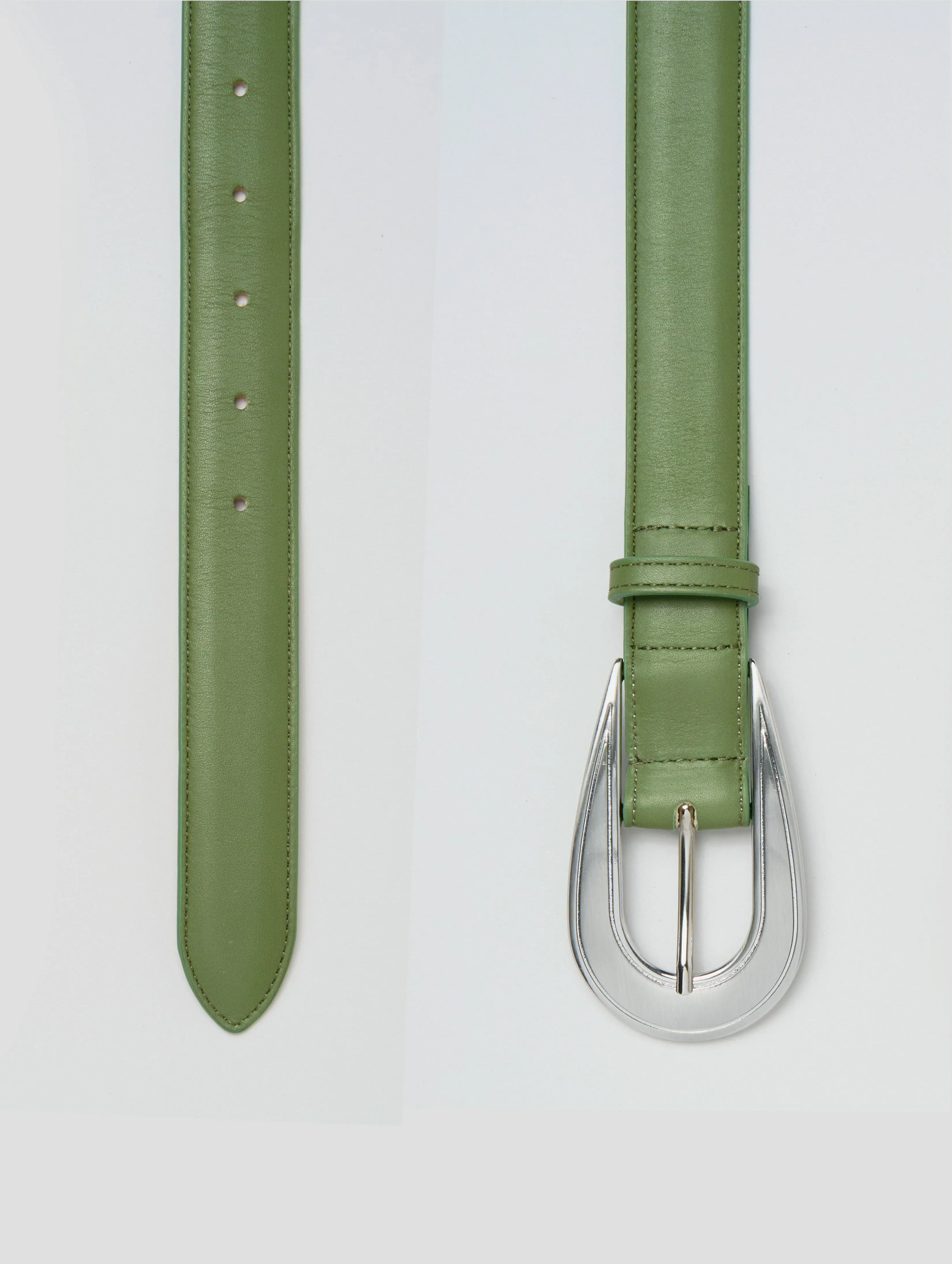 CAVALIERE MODERN WESTERN BELT IN VINTAGE GREEN CALFSKIN