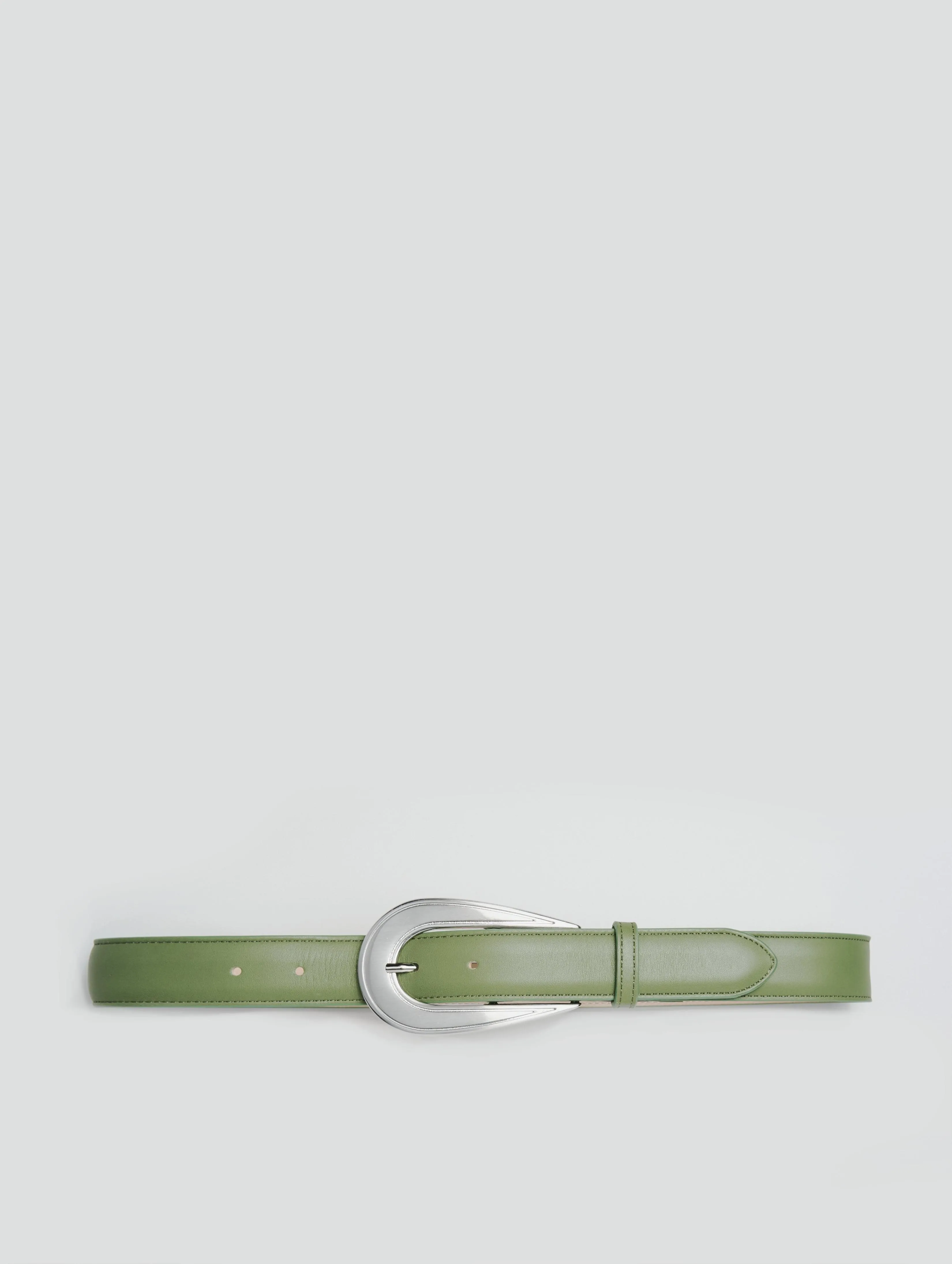 CAVALIERE MODERN WESTERN BELT IN VINTAGE GREEN CALFSKIN