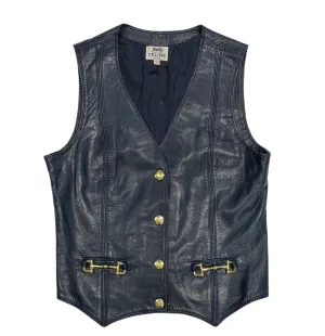 Celine Navy Leather Logo Vest