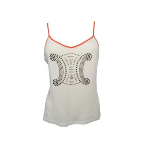 Celine White Studded Logo Tank Top
