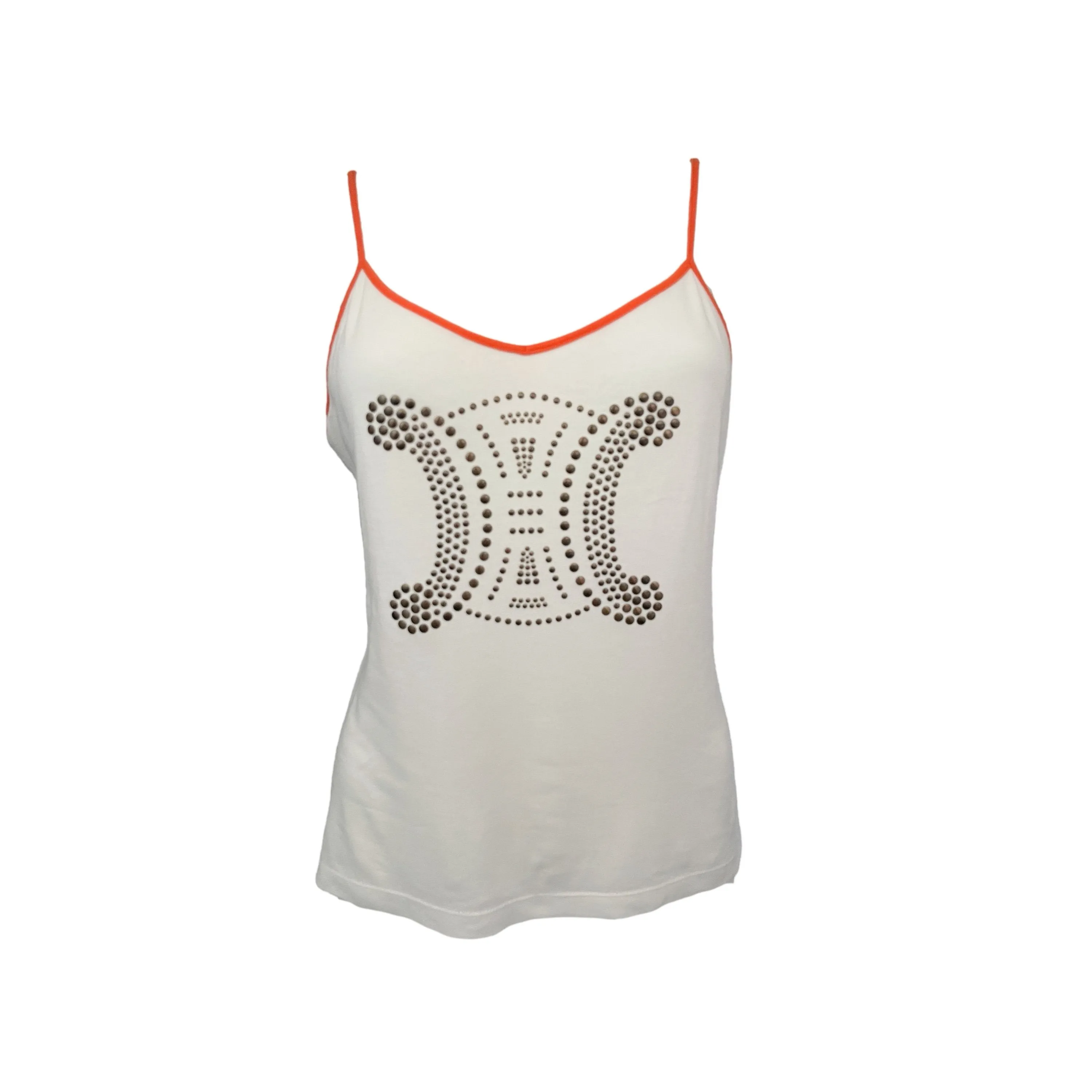 Celine White Studded Logo Tank Top