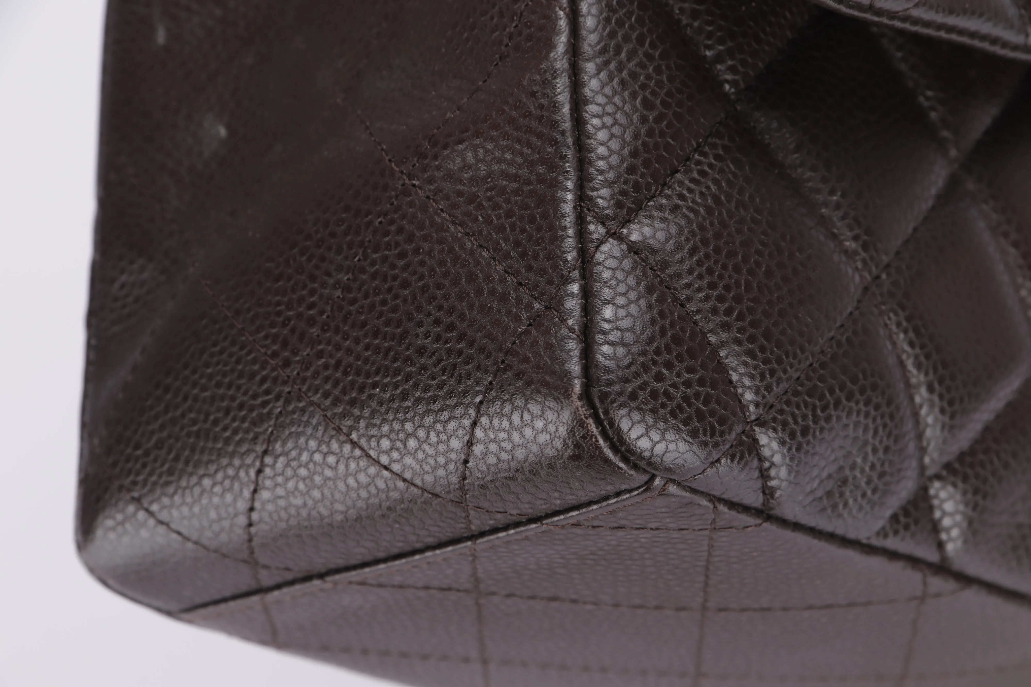 CHANEL CLASSIC FLAP MAXI SINGLE FLAP (1401xxxx) BROWN CAVIAR LEATHER, SILVER HARDWARE, WITH CARD, DUST COVER & BOX