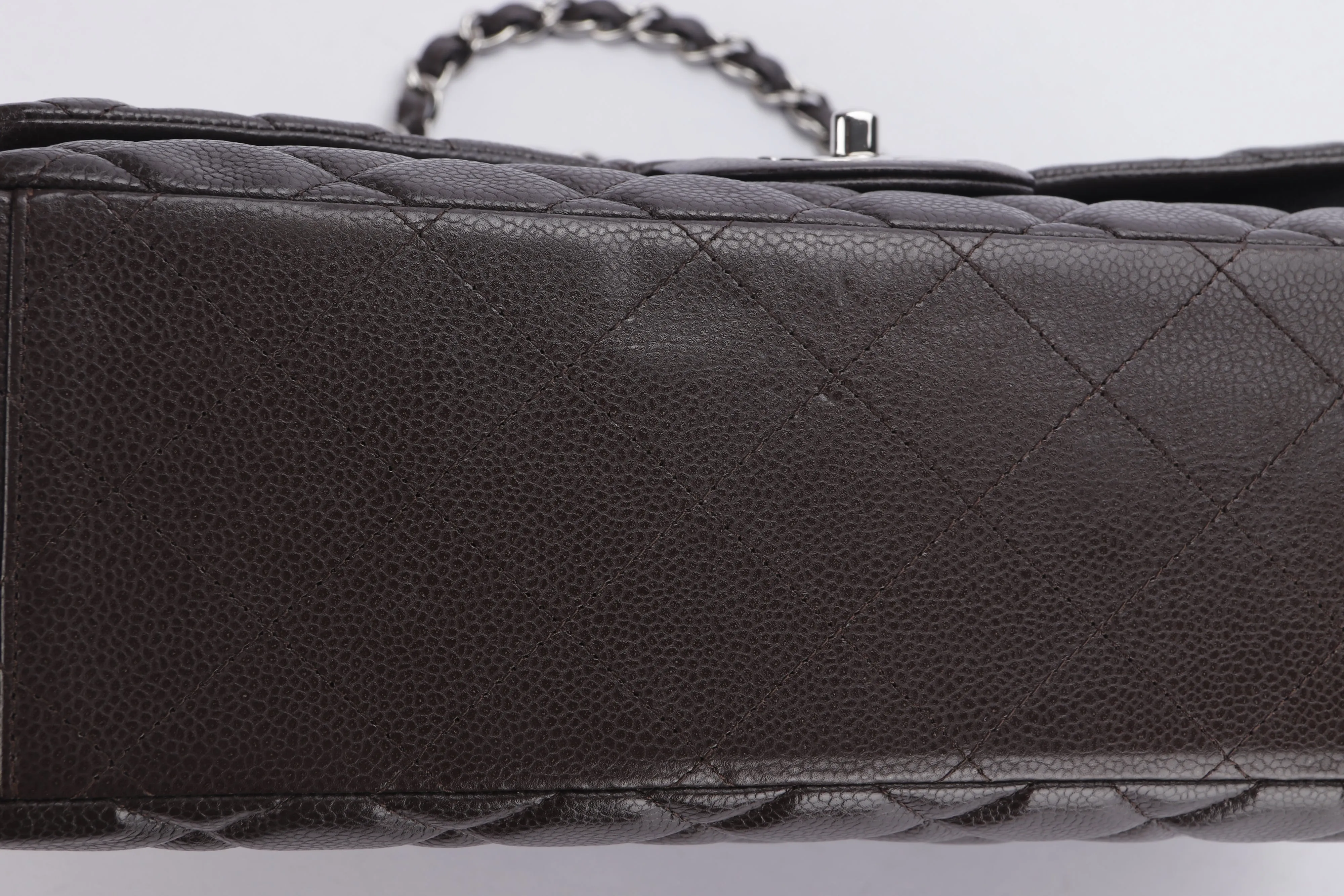 CHANEL CLASSIC FLAP MAXI SINGLE FLAP (1401xxxx) BROWN CAVIAR LEATHER, SILVER HARDWARE, WITH CARD, DUST COVER & BOX