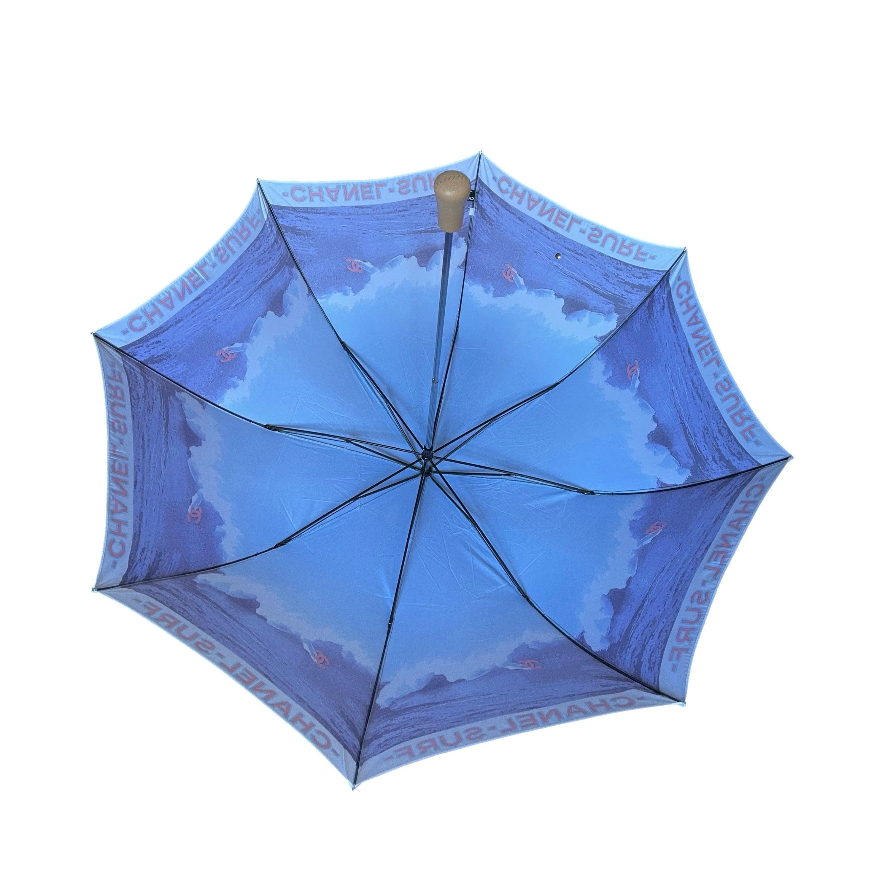 Chanel Jumbo Blue Surf Logo Umbrella