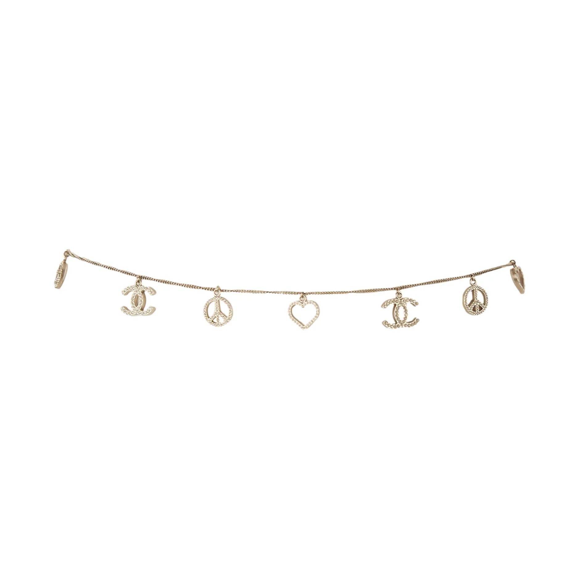 Chanel Sliver Rhinestone Charm Necklace