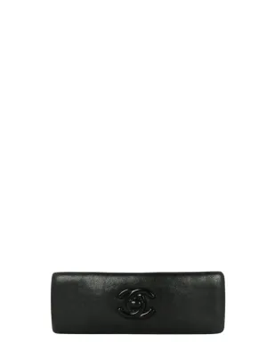Chanel Vintage Black Lambskin CC Hair Barrette