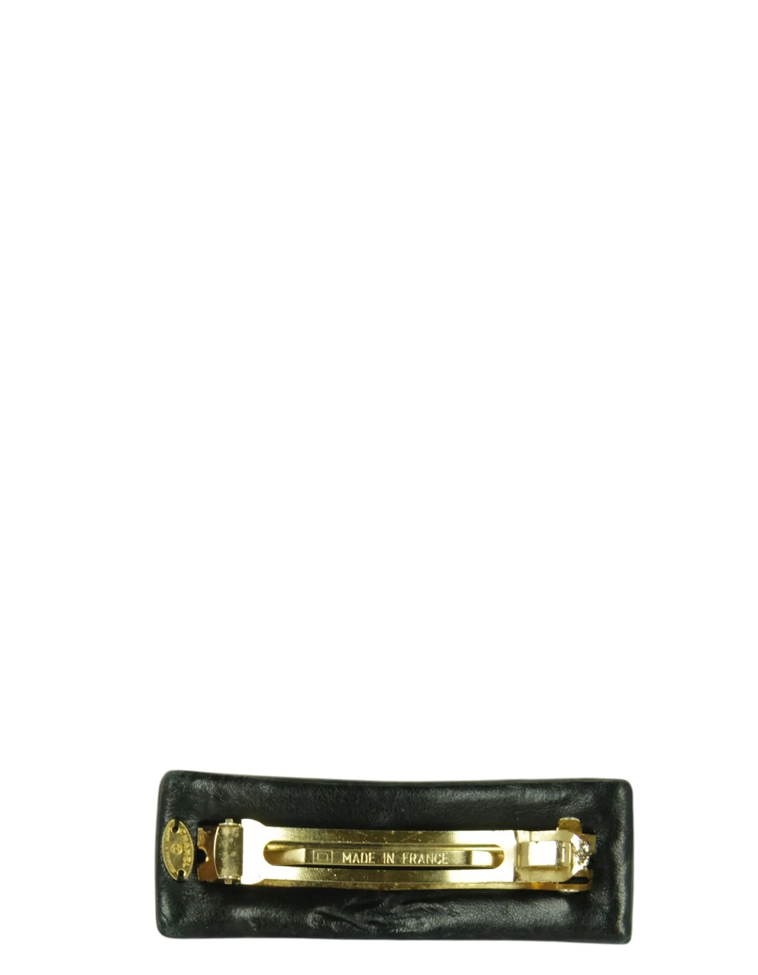 Chanel Vintage Black Lambskin CC Hair Barrette