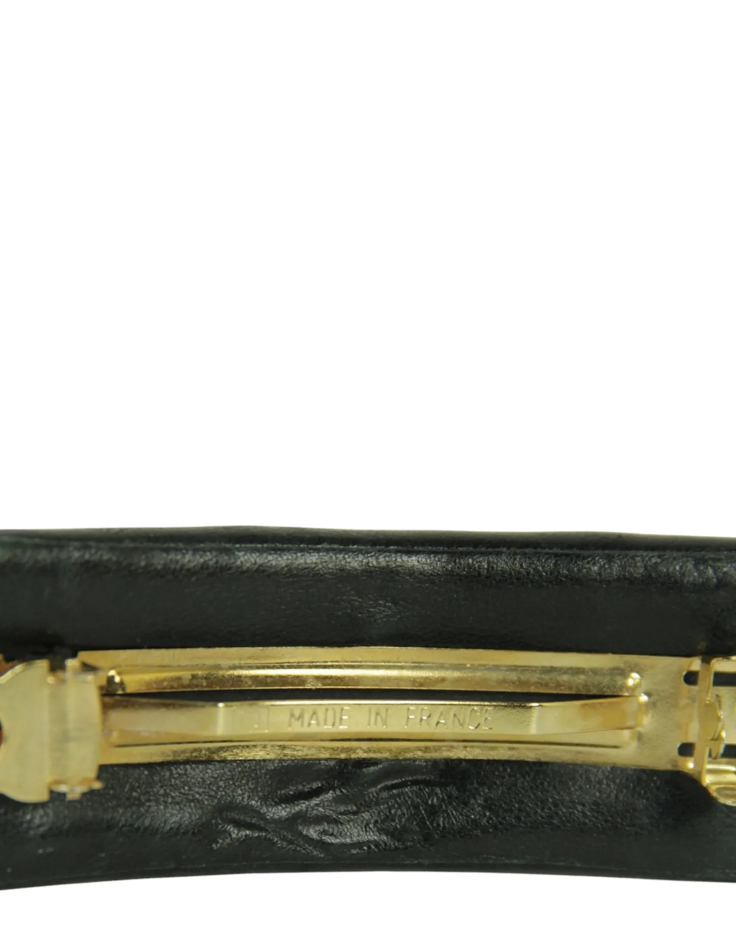 Chanel Vintage Black Lambskin CC Hair Barrette