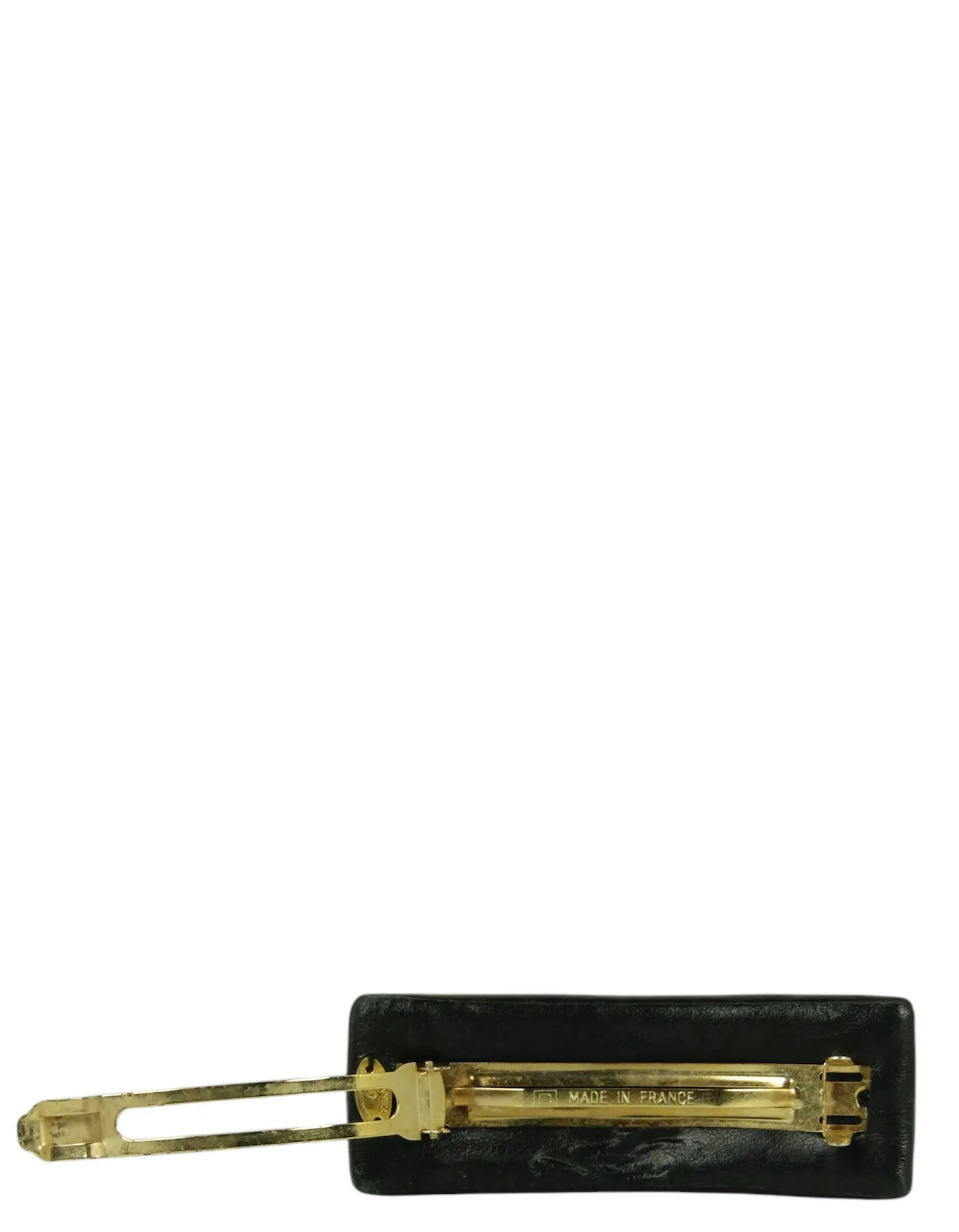 Chanel Vintage Black Lambskin CC Hair Barrette