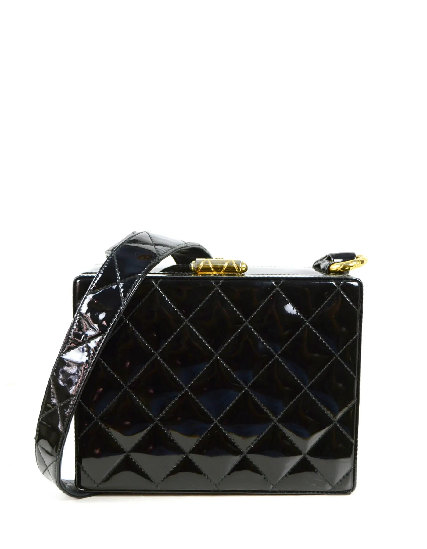 Chanel Vintage Black Patent Hardcase Shoulder/Crossbody Bag