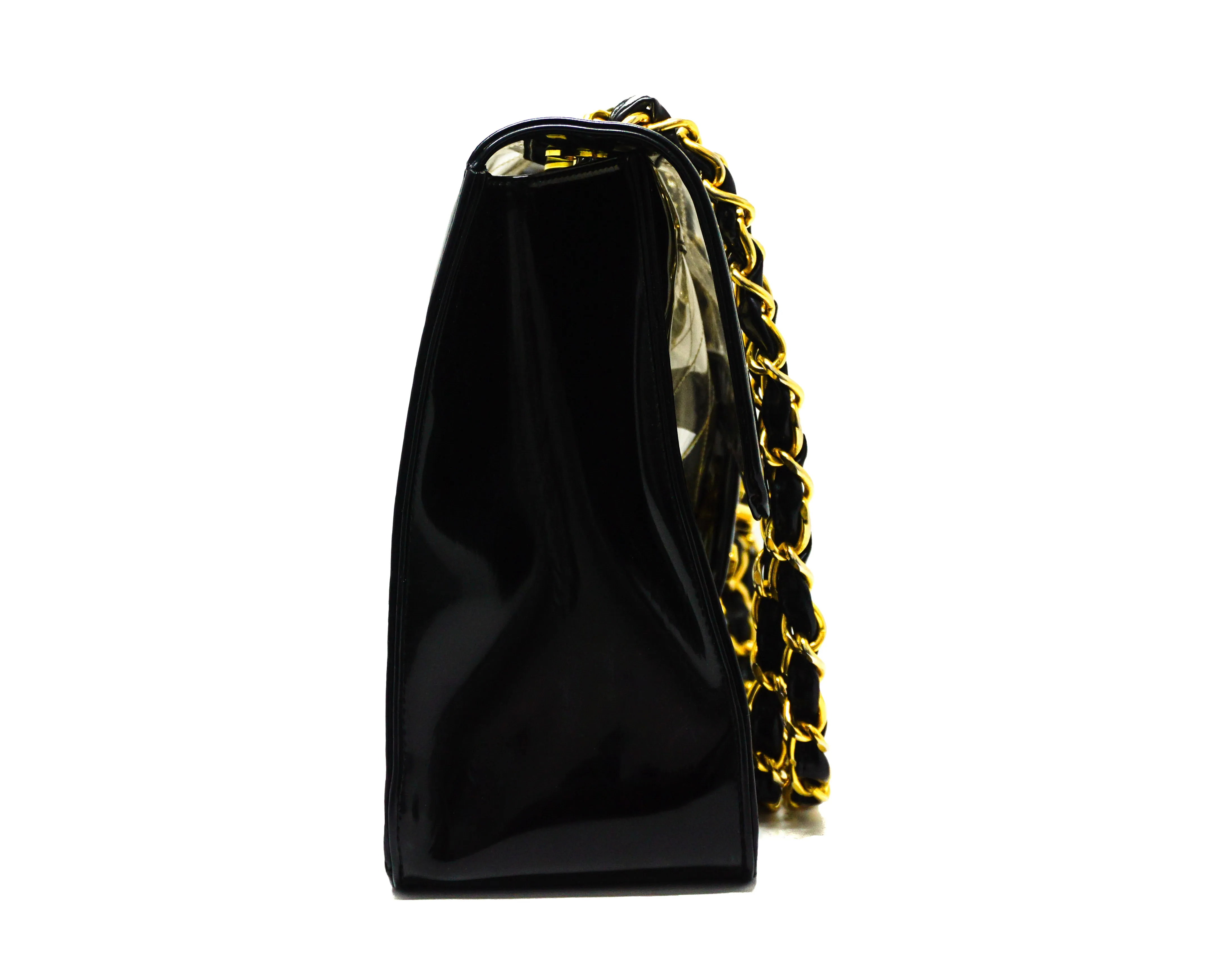 Chanel Vintage Rare Patent & PVC Maxi Jumbo
