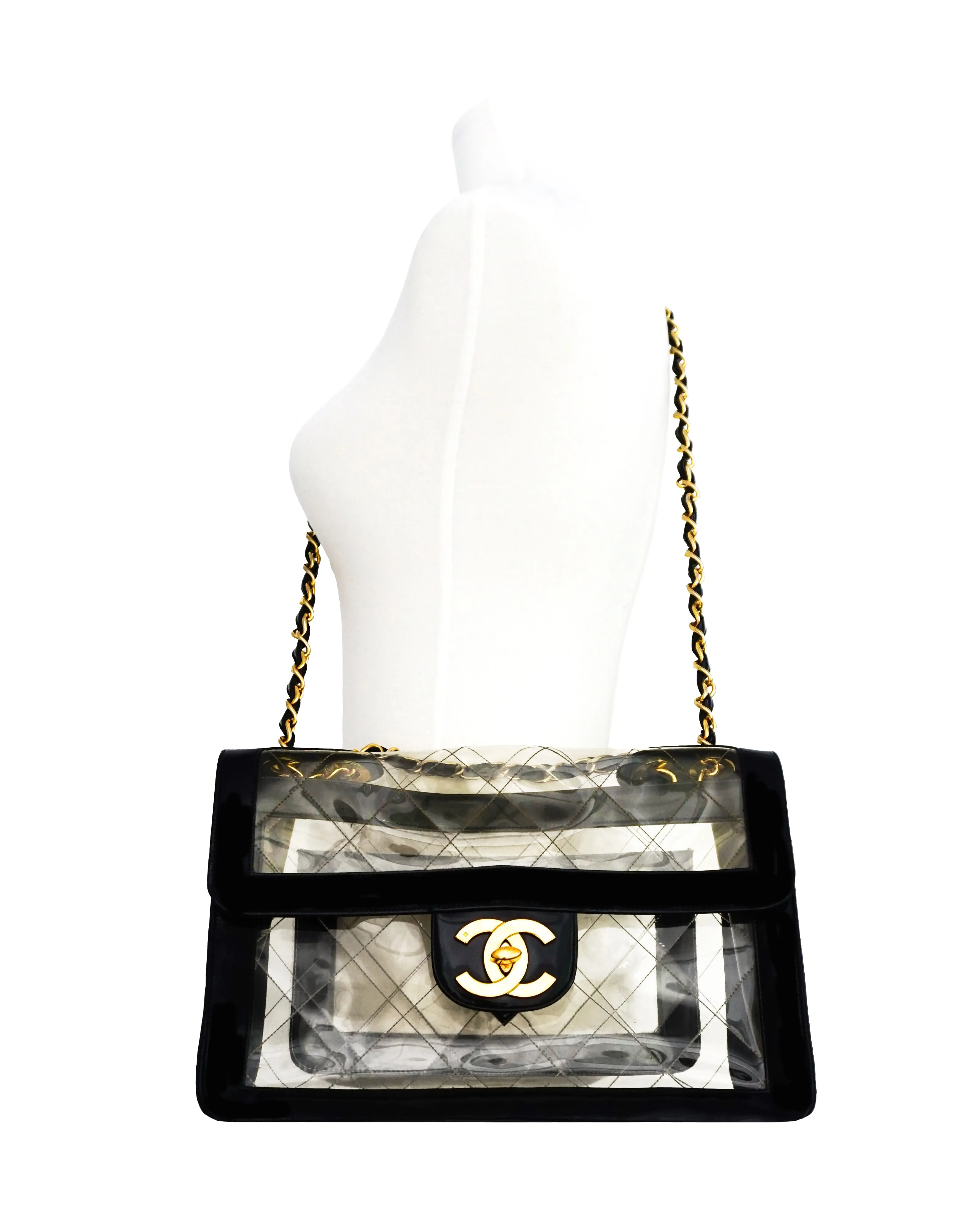 Chanel Vintage Rare Patent & PVC Maxi Jumbo