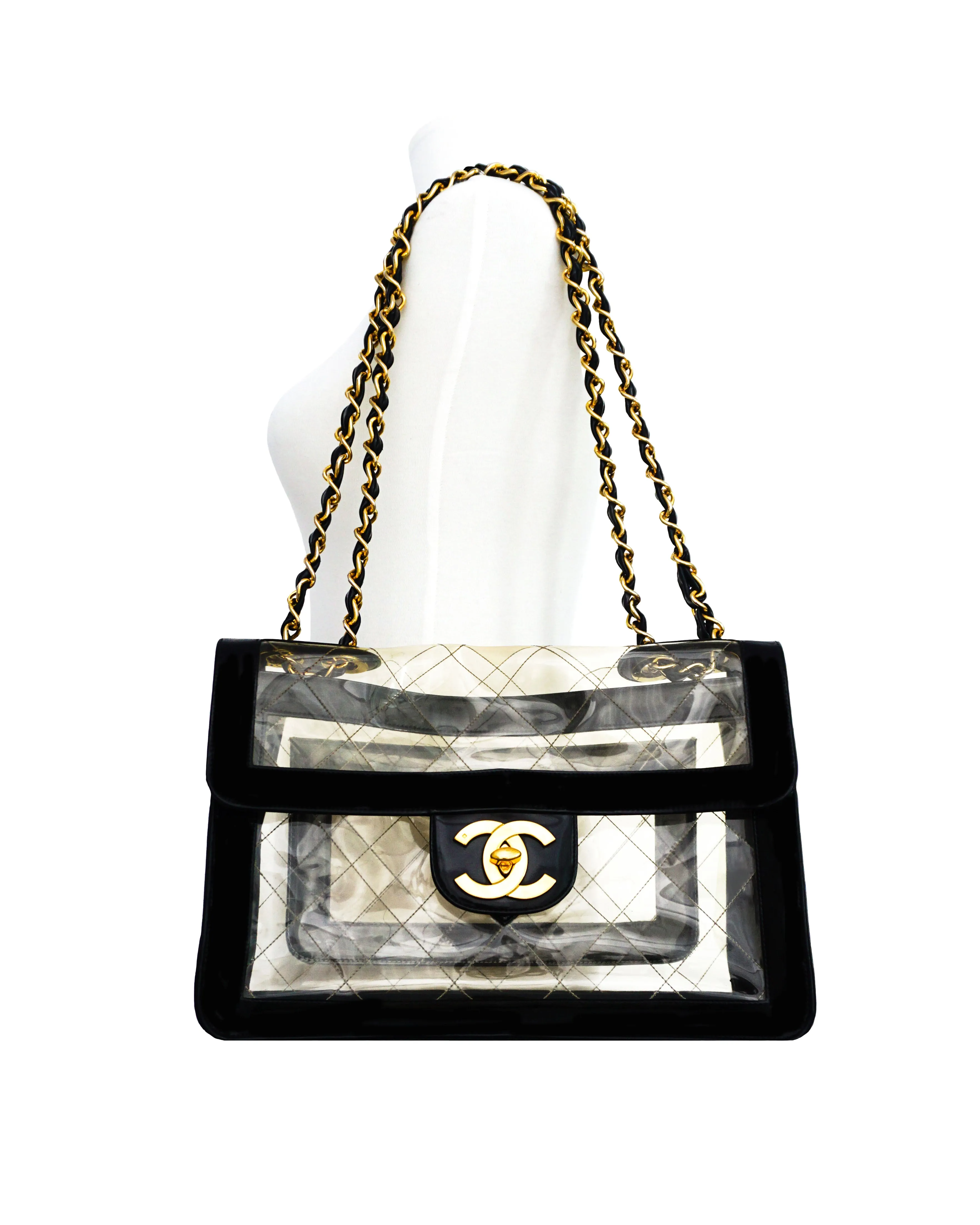 Chanel Vintage Rare Patent & PVC Maxi Jumbo