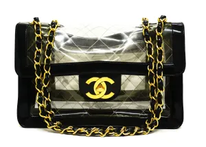 Chanel Vintage Rare Patent & PVC Maxi Jumbo