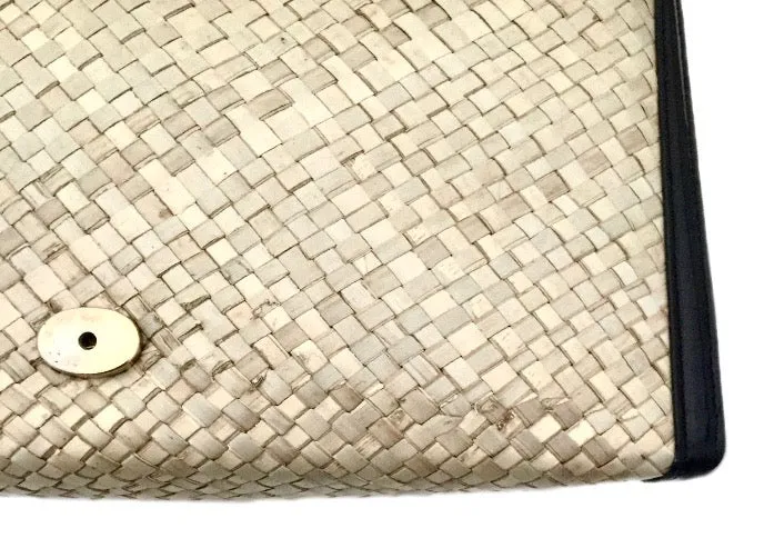 Chanel Vintage Wicker & Black Patent Jumbo
