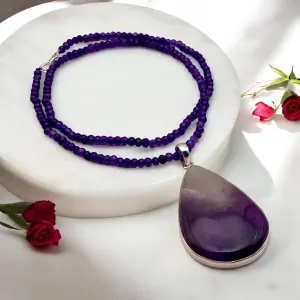 Chevron Amethyst Solid 925 Sterling Silver Pendant Necklace