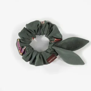 Chouchou vert à motifs, enfant  || Green patterned scrunchie, child