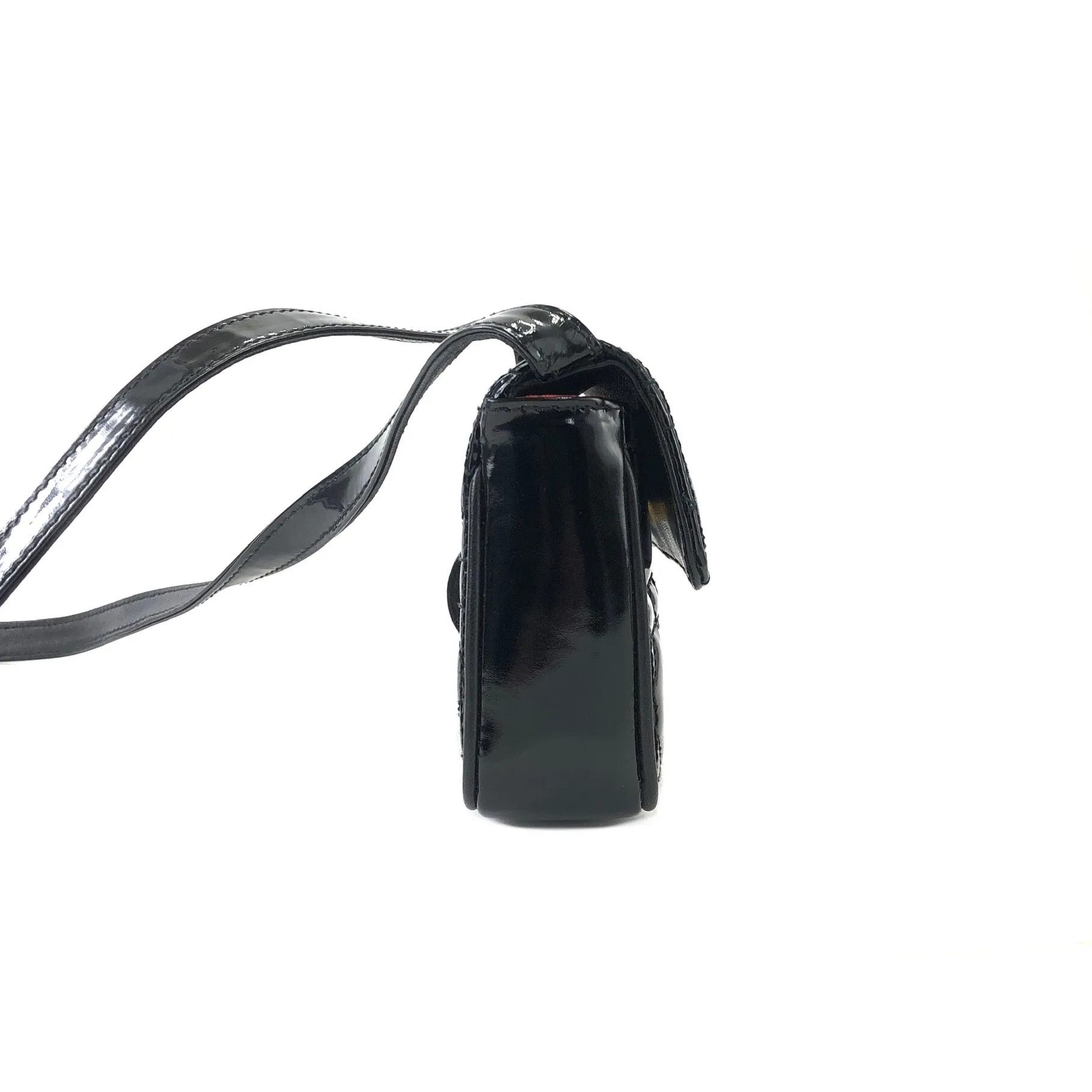 Christian Dior Cannage Lady dior Patent leather Crossbody Small Shoulder bag Black 8xicb6