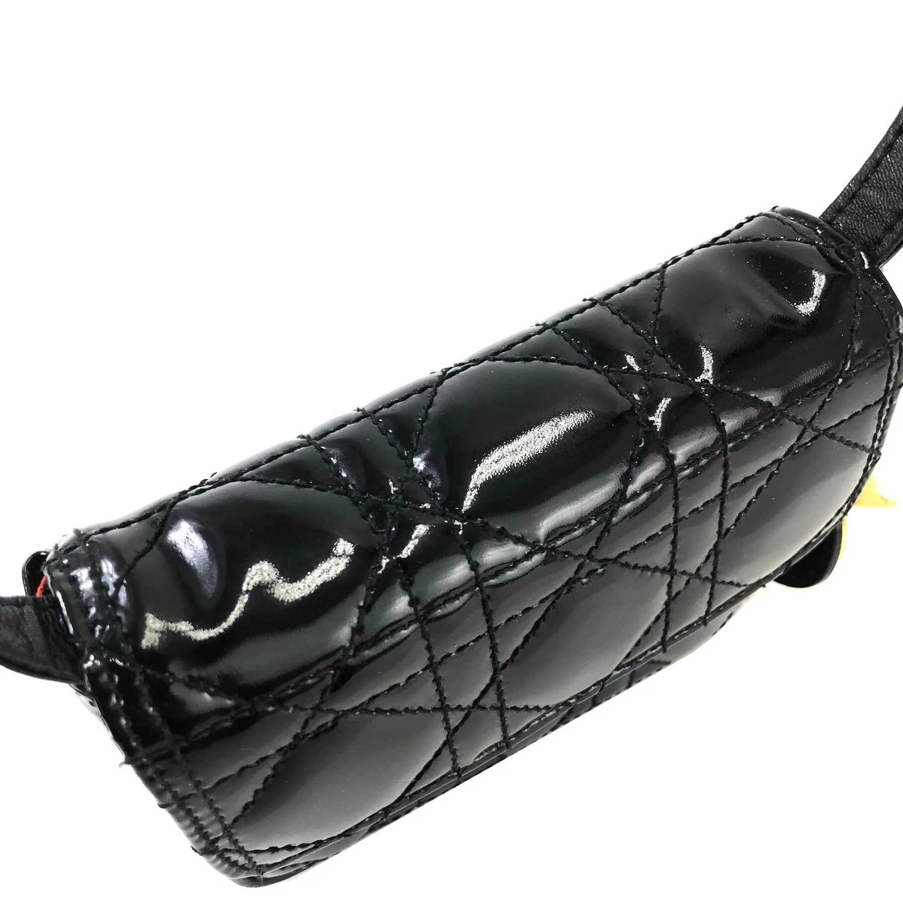 Christian Dior Cannage Lady dior Patent leather Crossbody Small Shoulder bag Black 8xicb6
