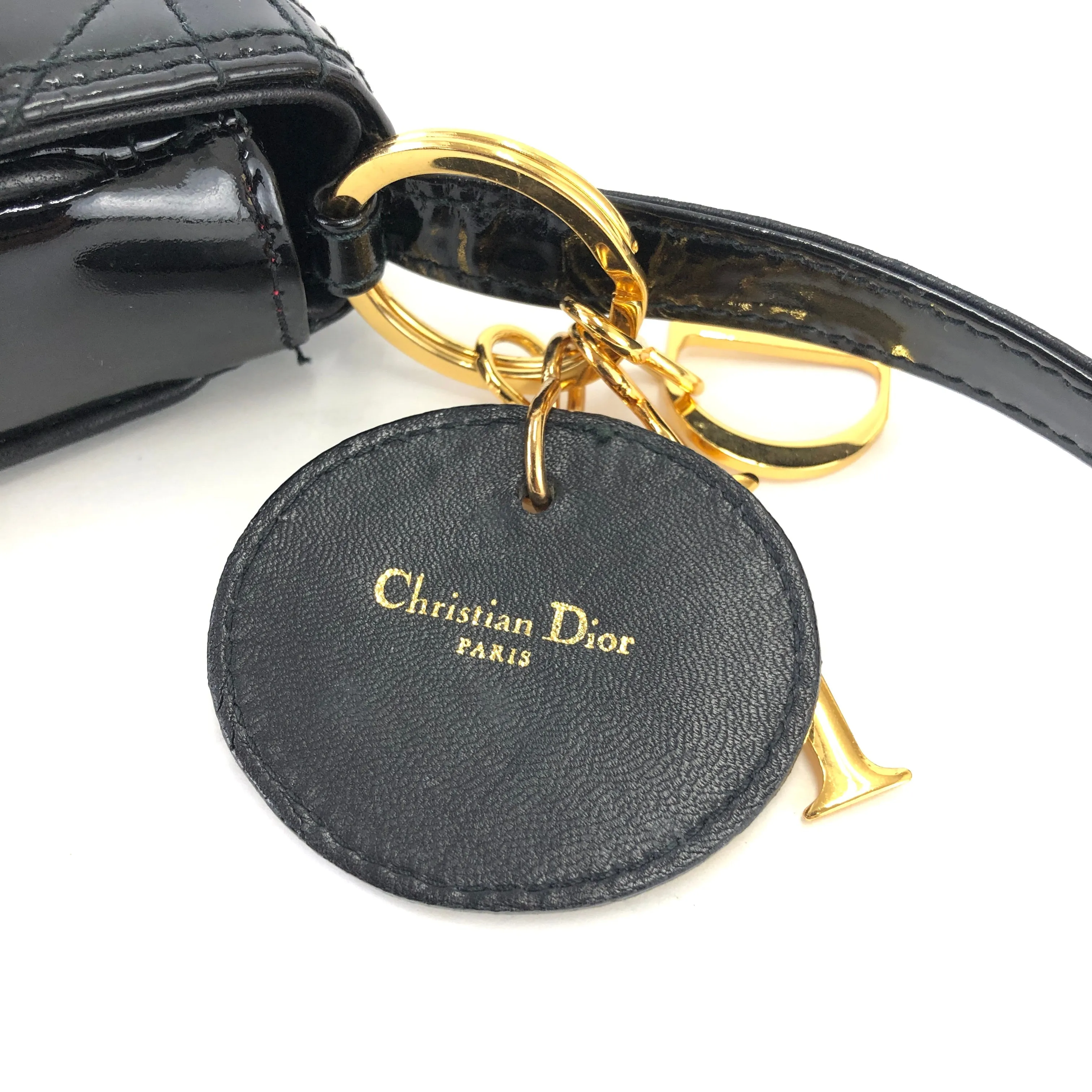 Christian Dior Cannage Lady dior Patent leather Crossbody Small Shoulder bag Black 8xicb6