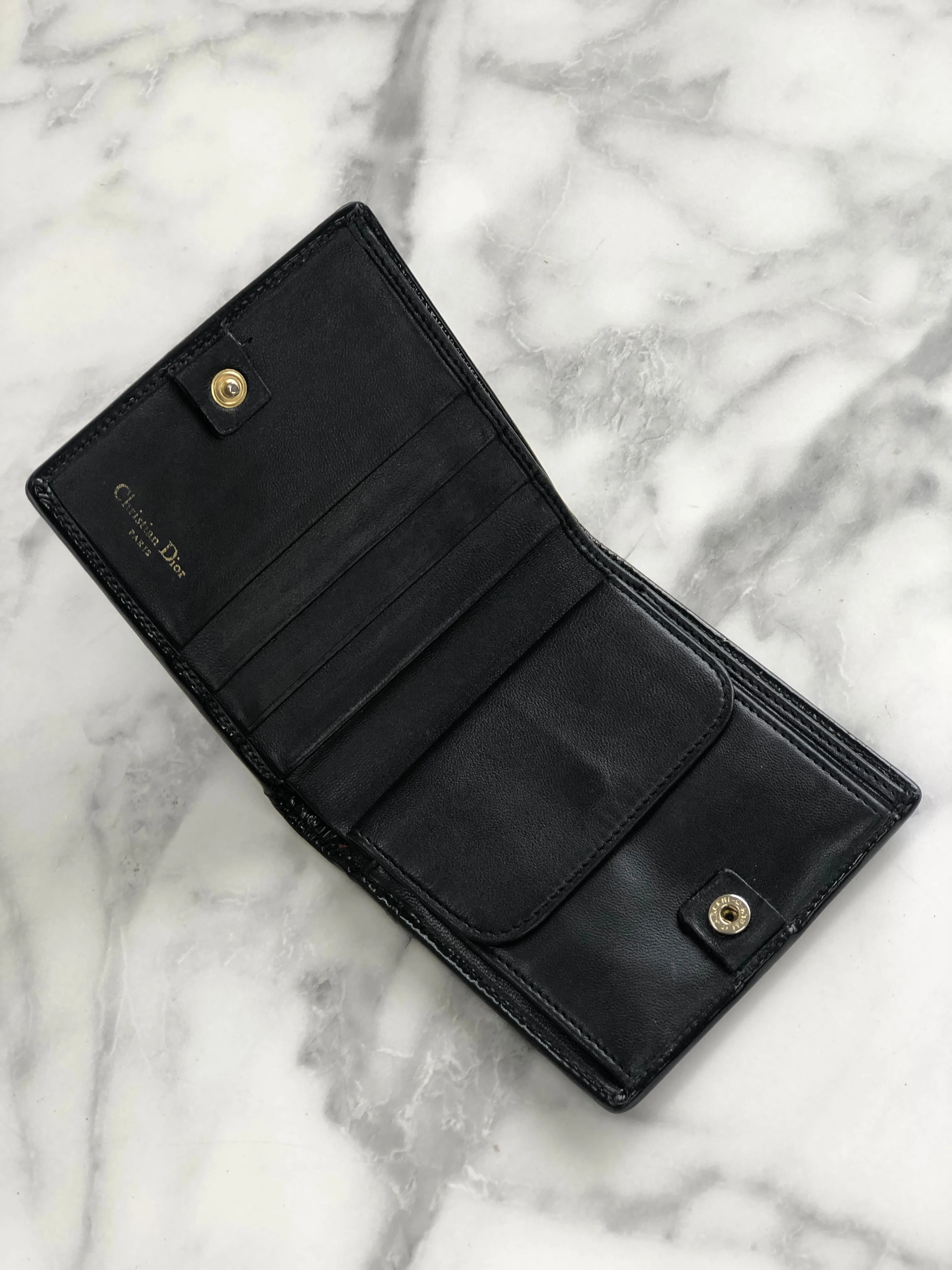 Christian Dior Wallet Patent leather Cannage Black n8nbaj