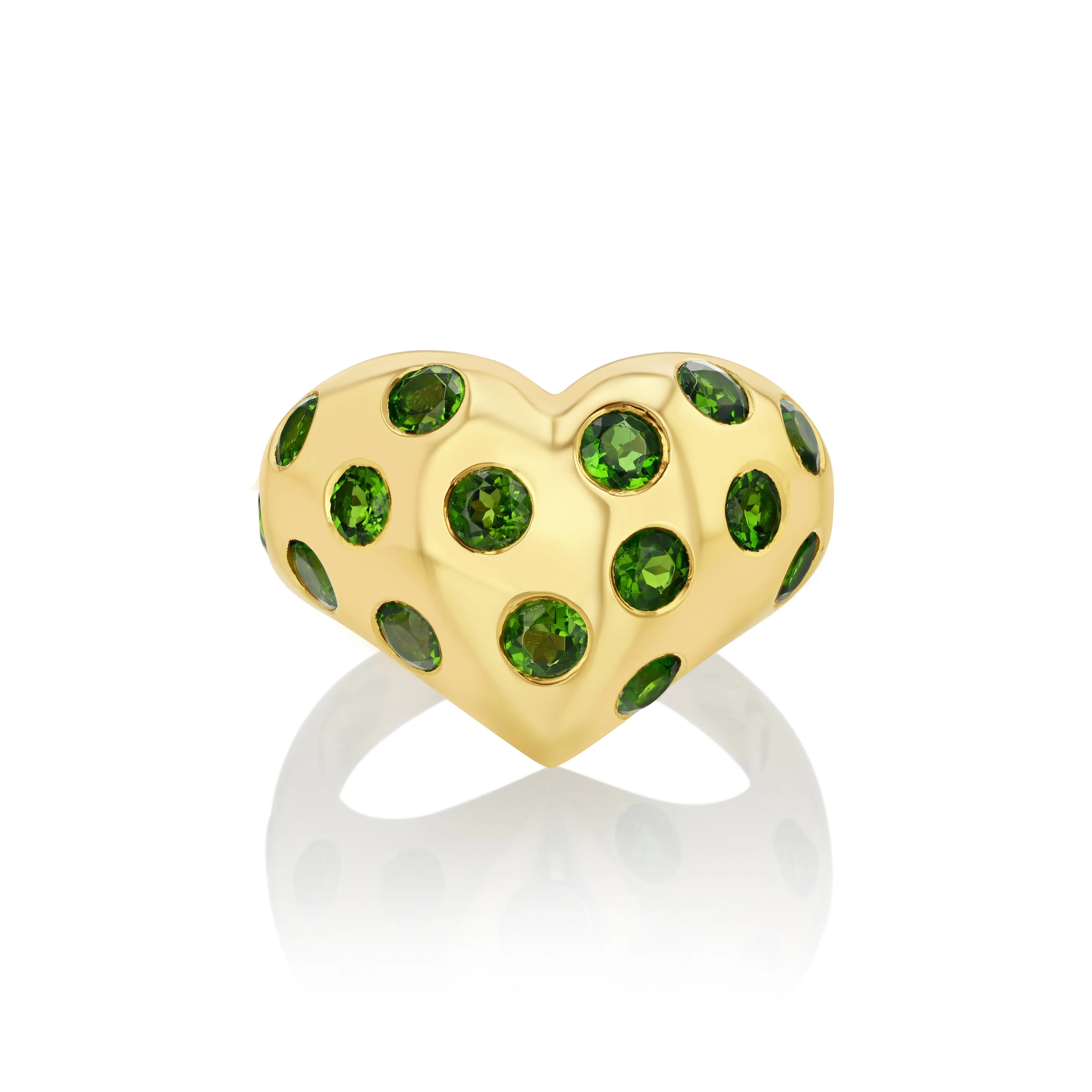 Chrome Diopside Chubby Heart Polka Dot Ring