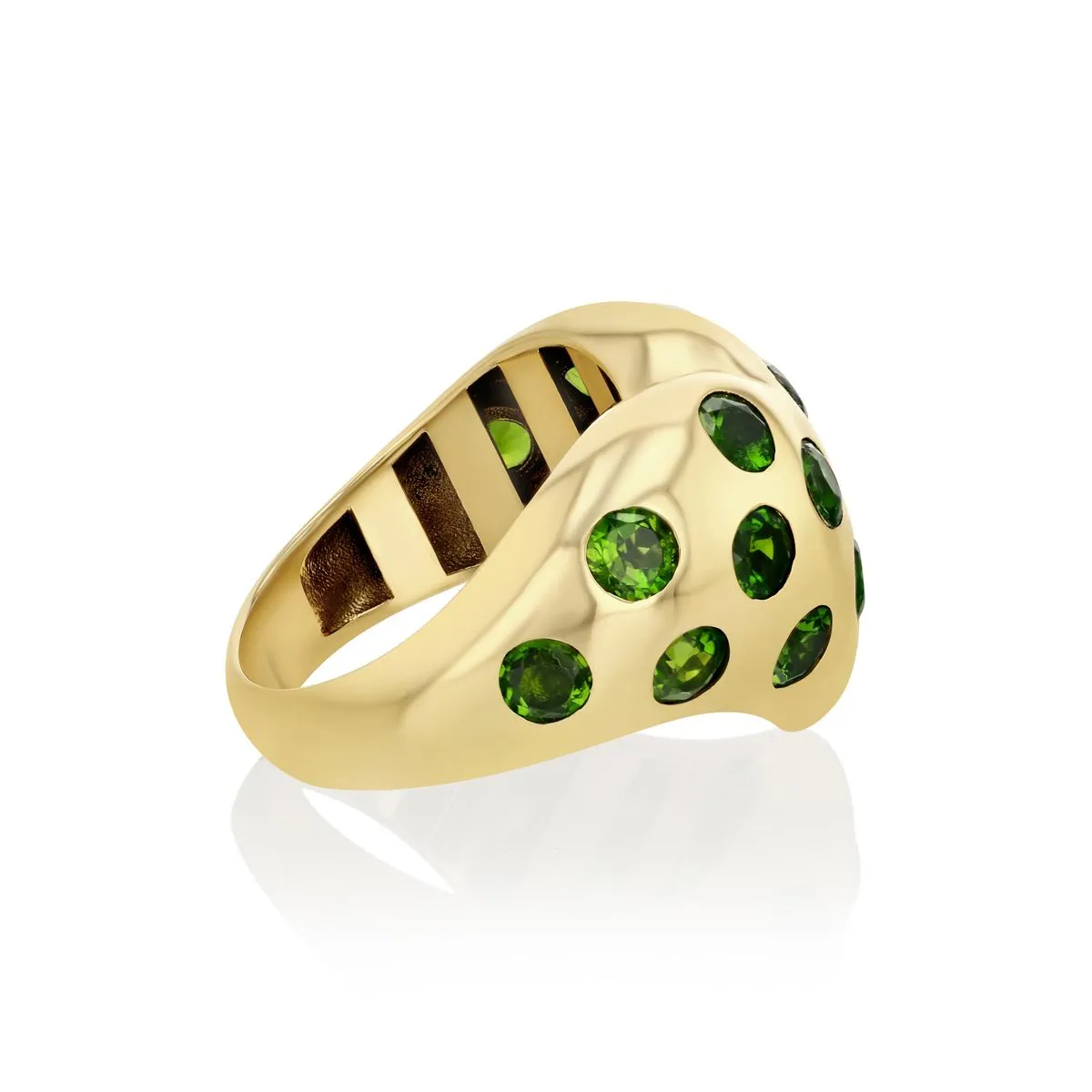 Chrome Diopside Chubby Heart Polka Dot Ring