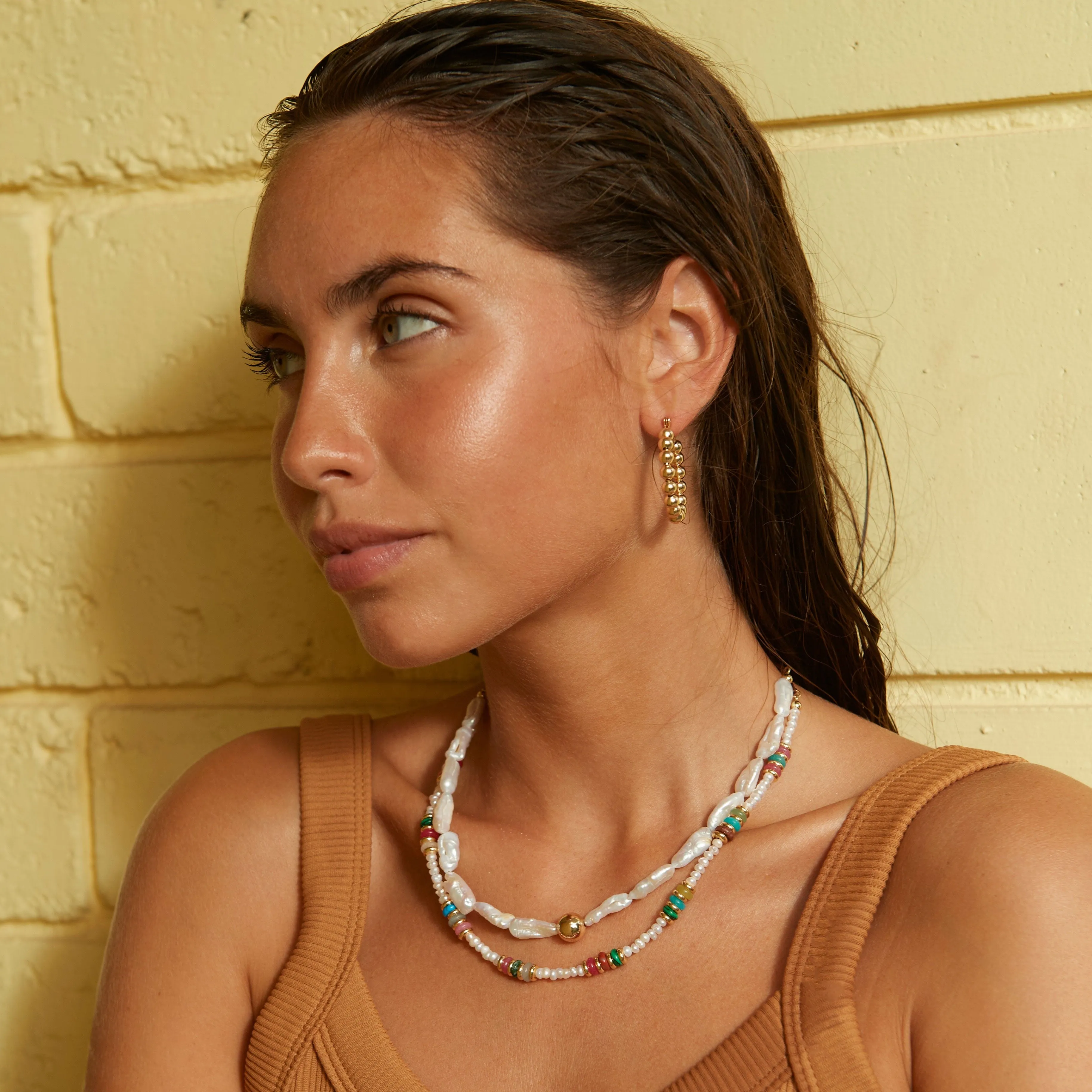 Chunky Beaded Hoops