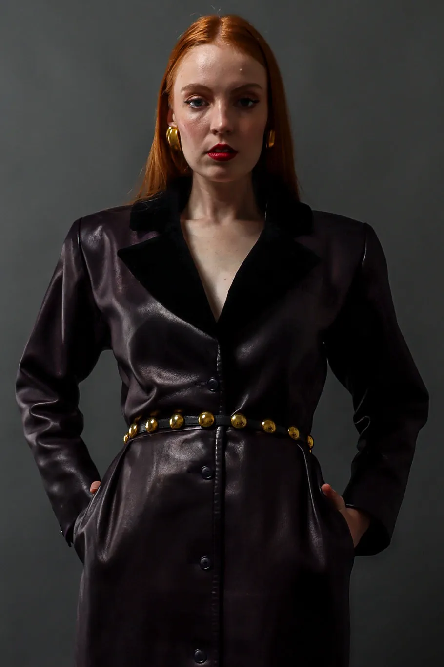 Circular Dome Leather Belt