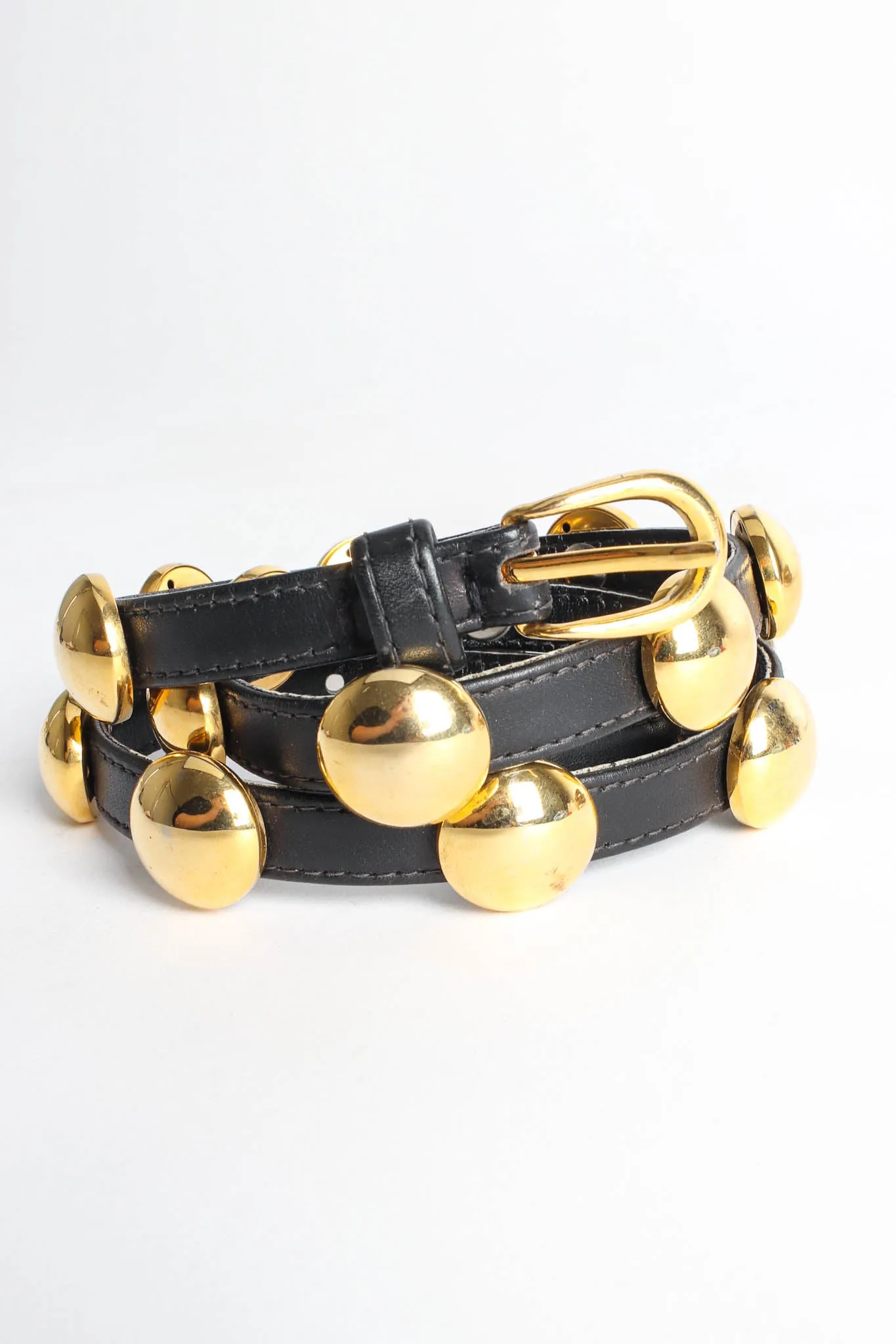 Circular Dome Leather Belt