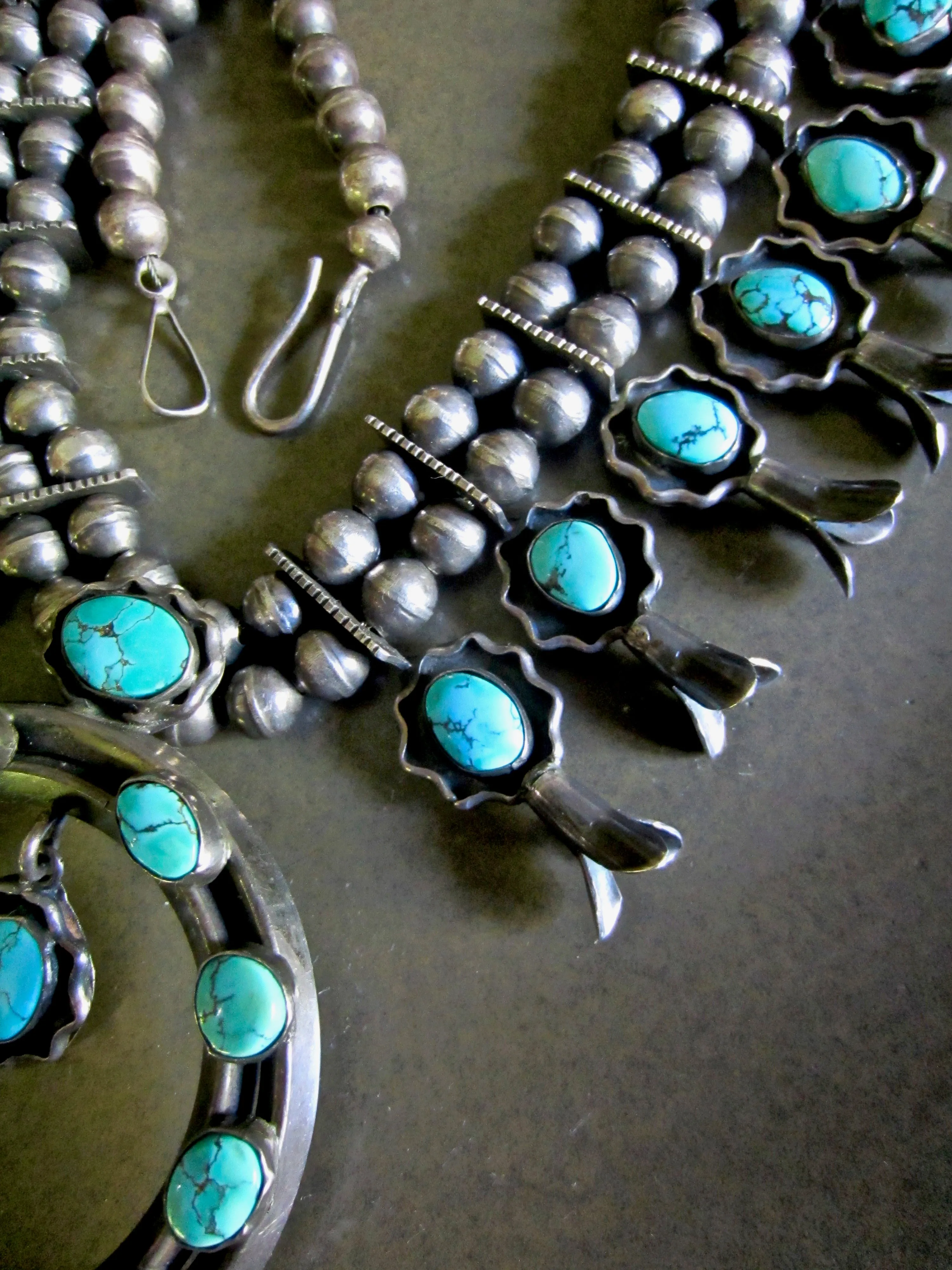 Classic Navajo Squash Blossom Necklace circa 1940s