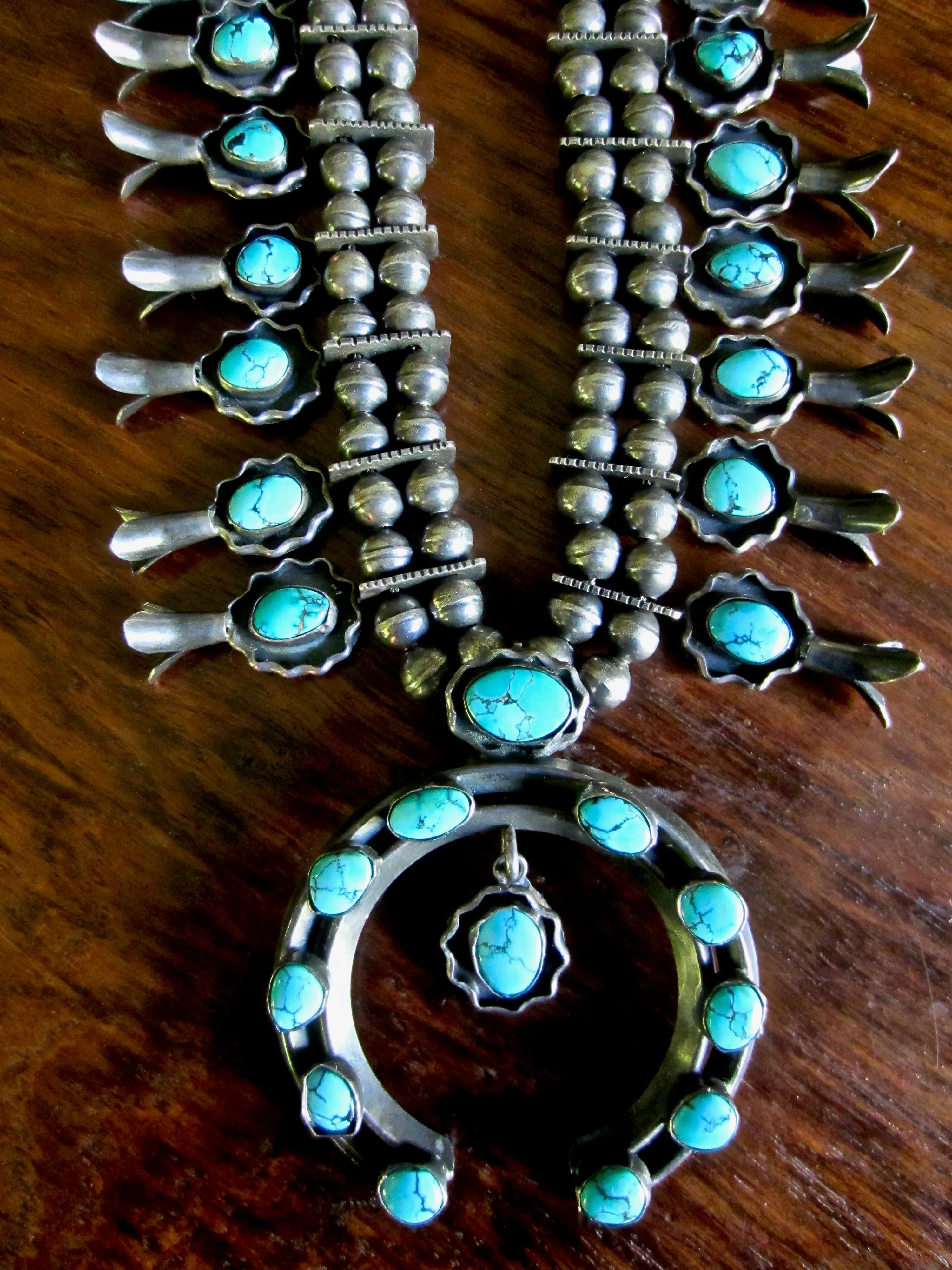 Classic Navajo Squash Blossom Necklace circa 1940s