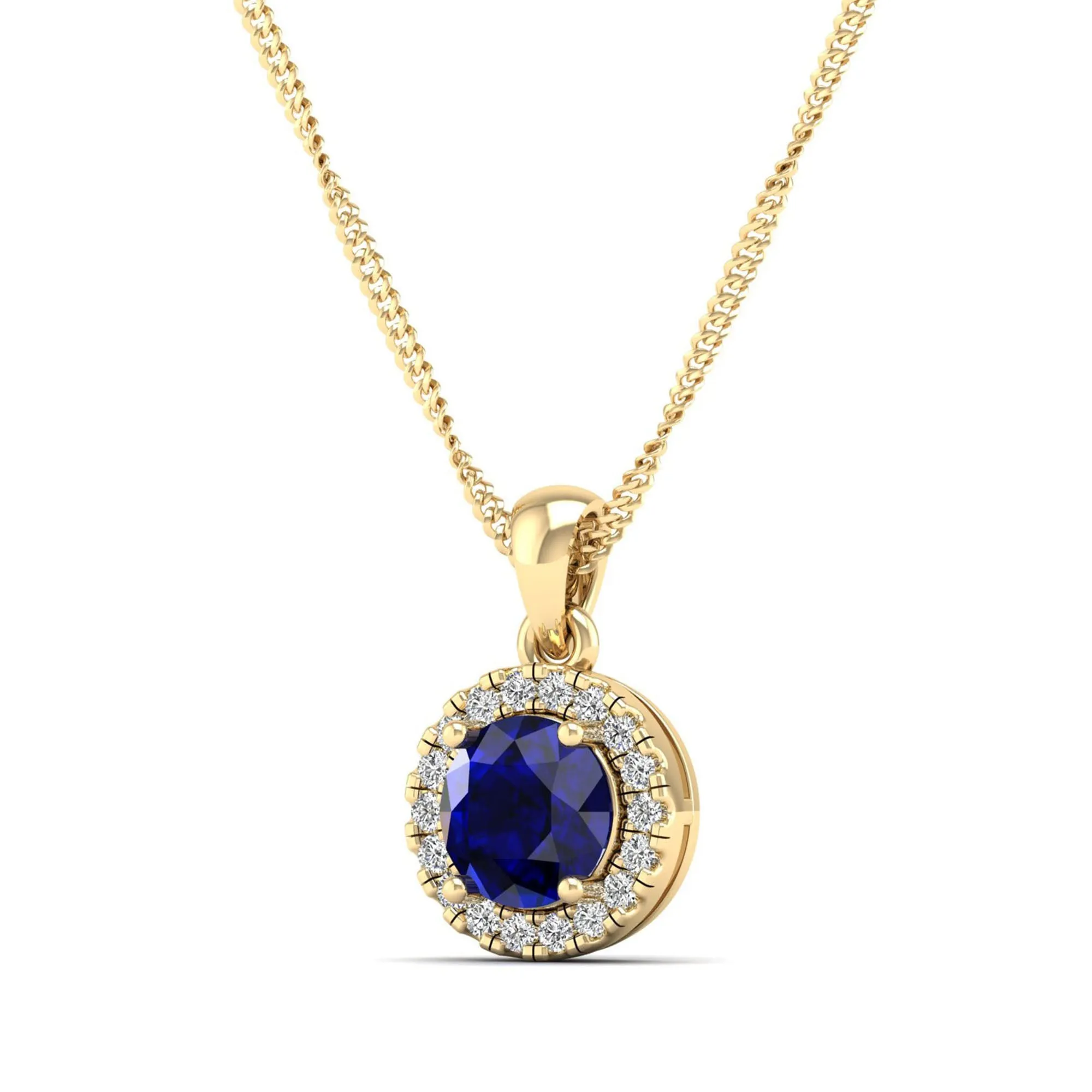 Classic Round Sapphire and Diamond Pendant