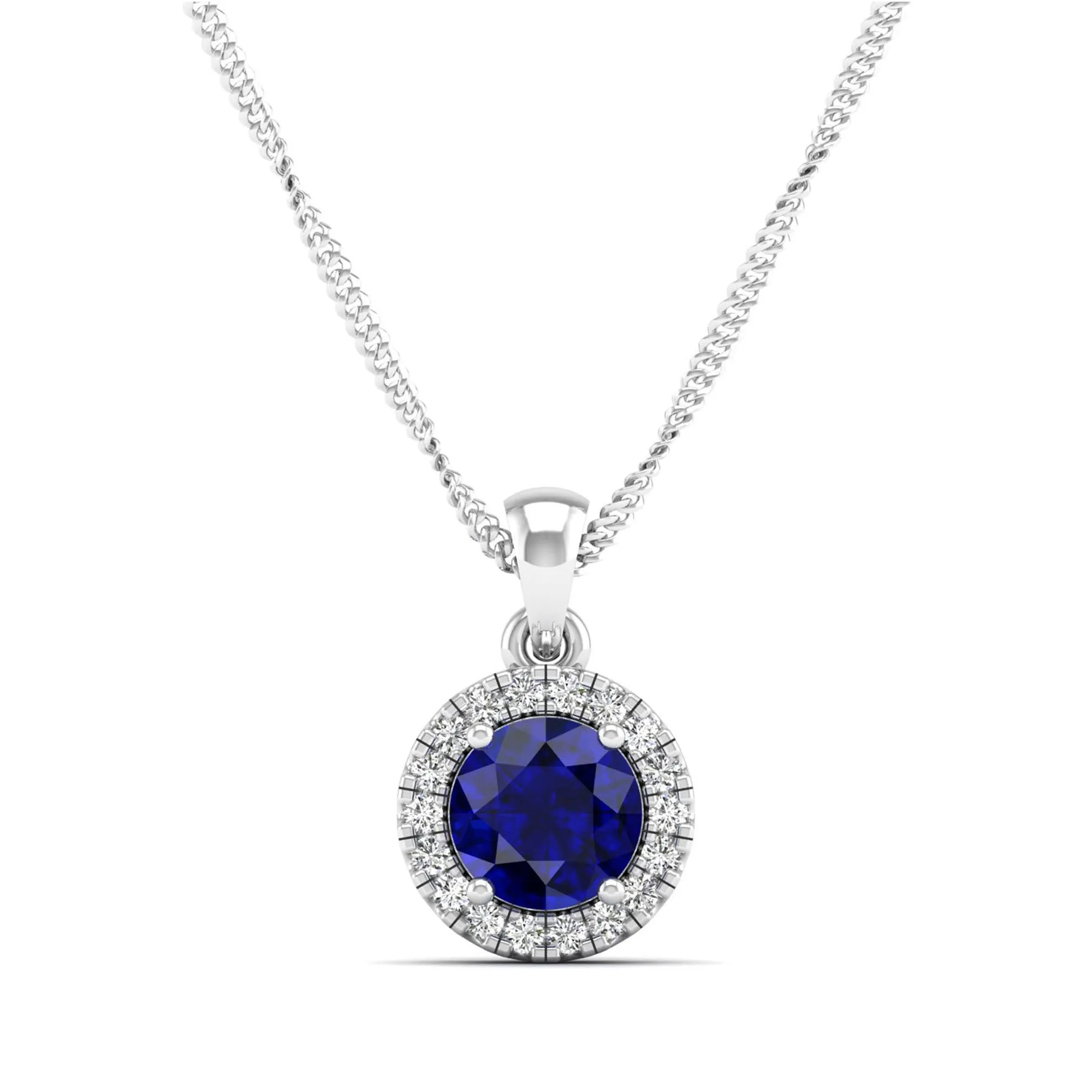Classic Round Sapphire and Diamond Pendant