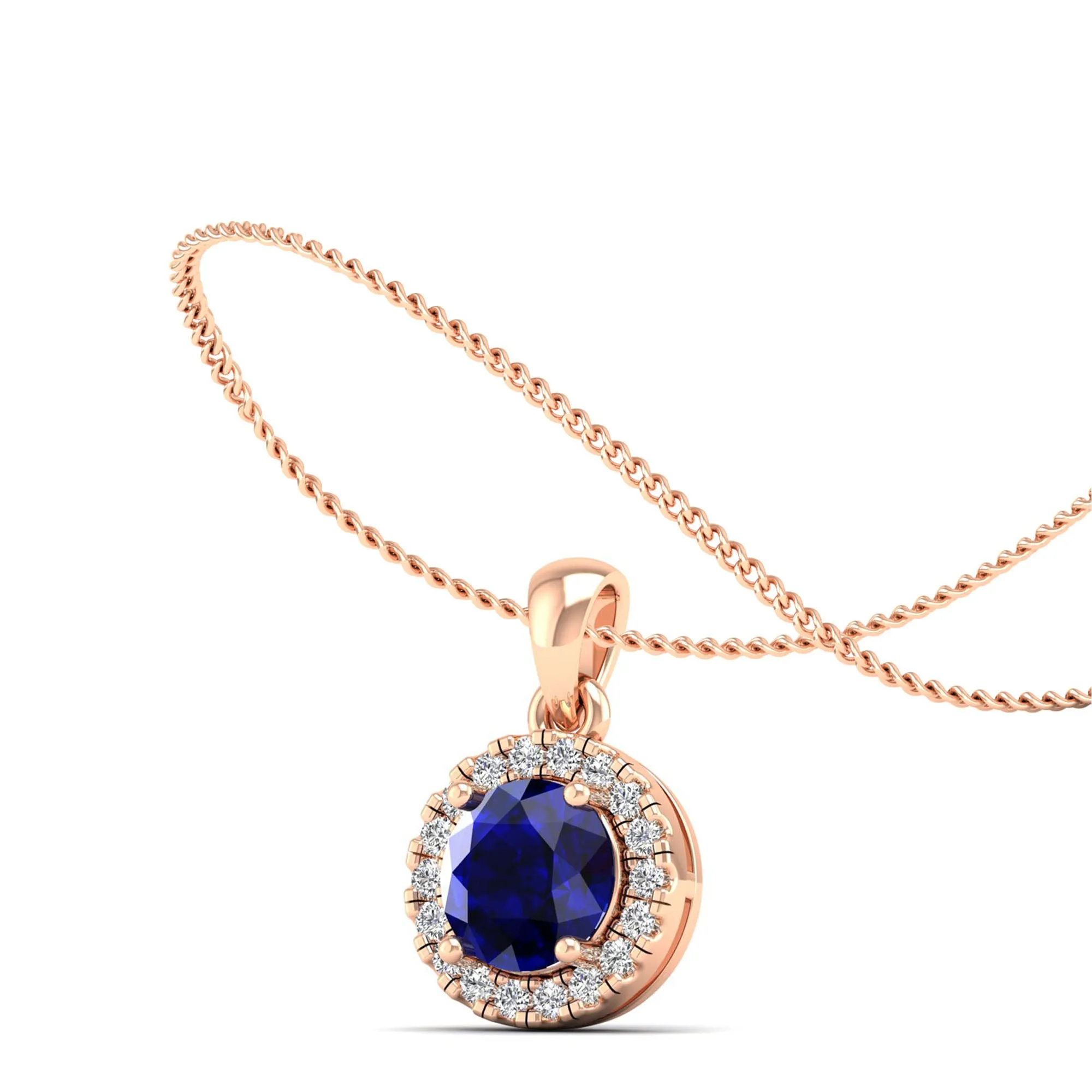 Classic Round Sapphire and Diamond Pendant