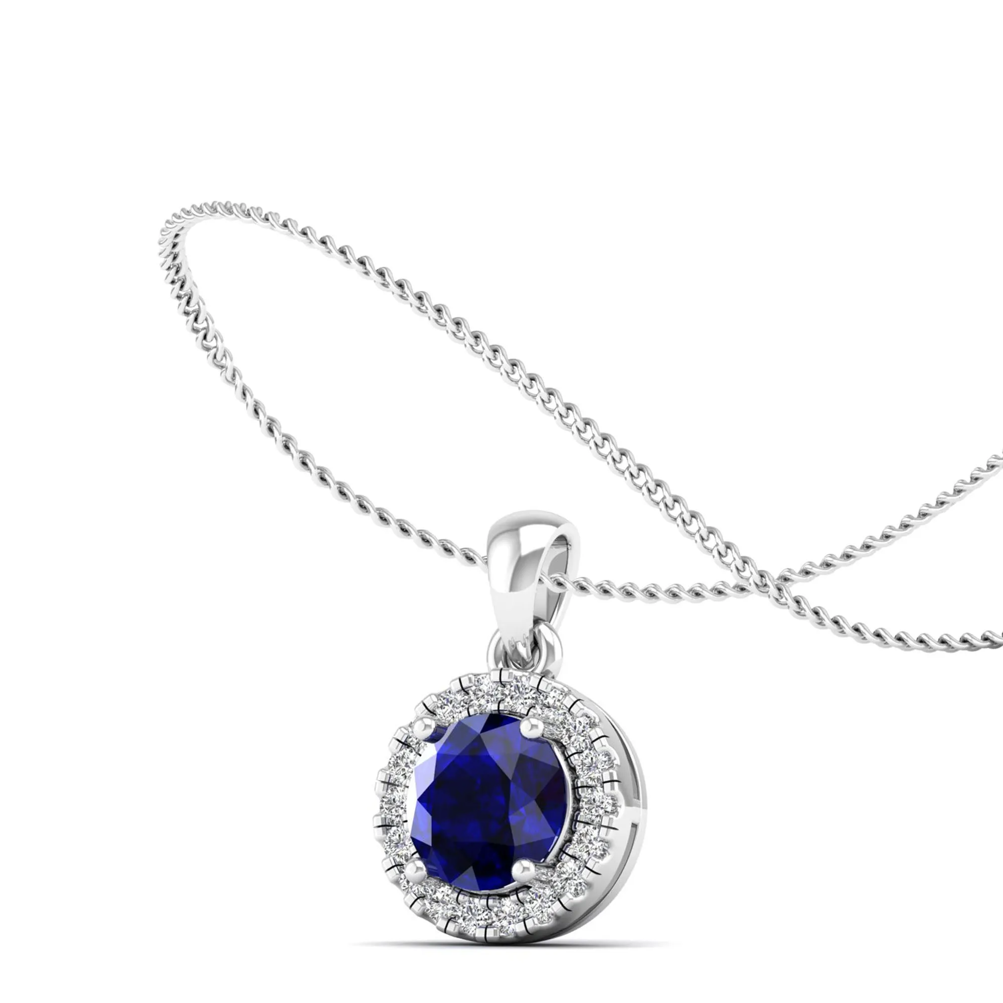 Classic Round Sapphire and Diamond Pendant