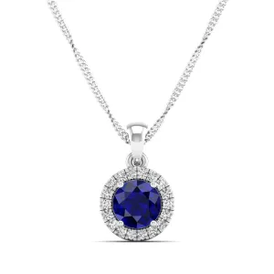 Classic Round Sapphire and Diamond Pendant