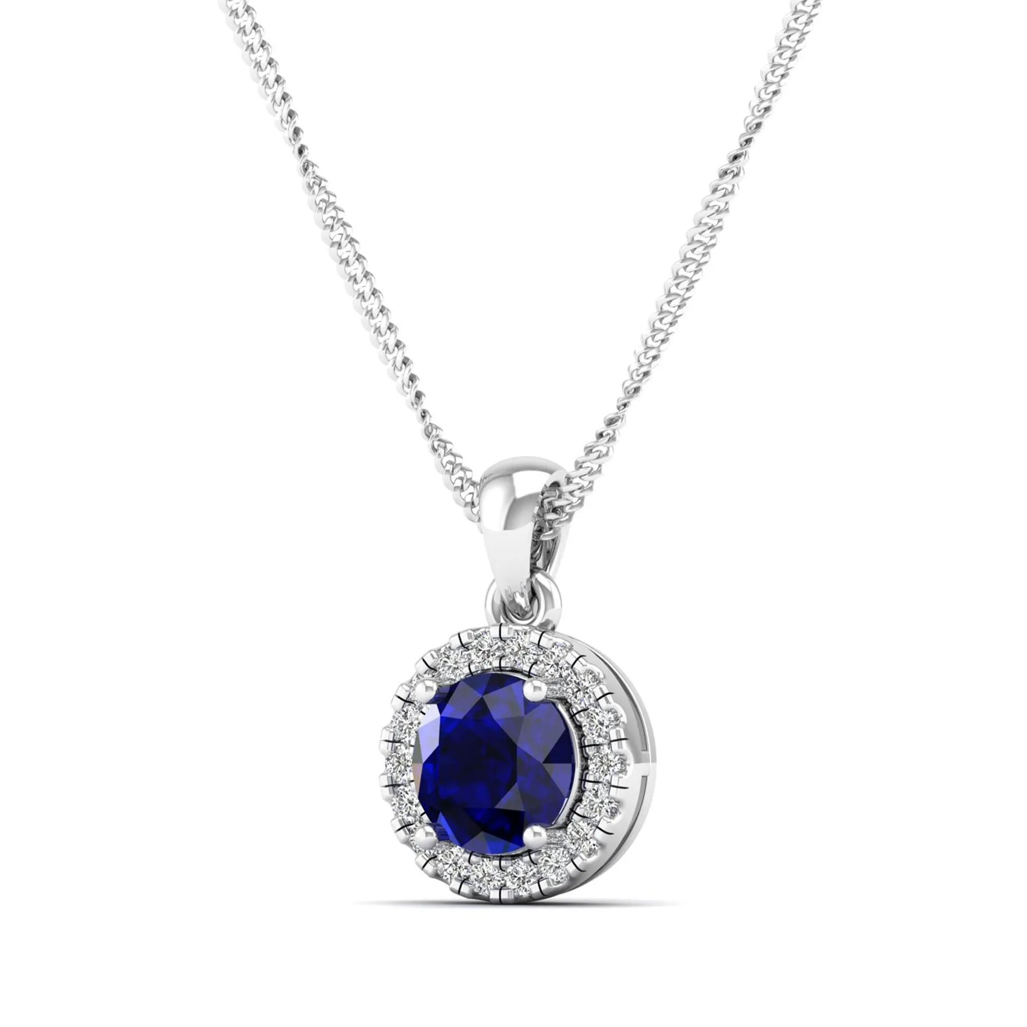 Classic Round Sapphire and Diamond Pendant