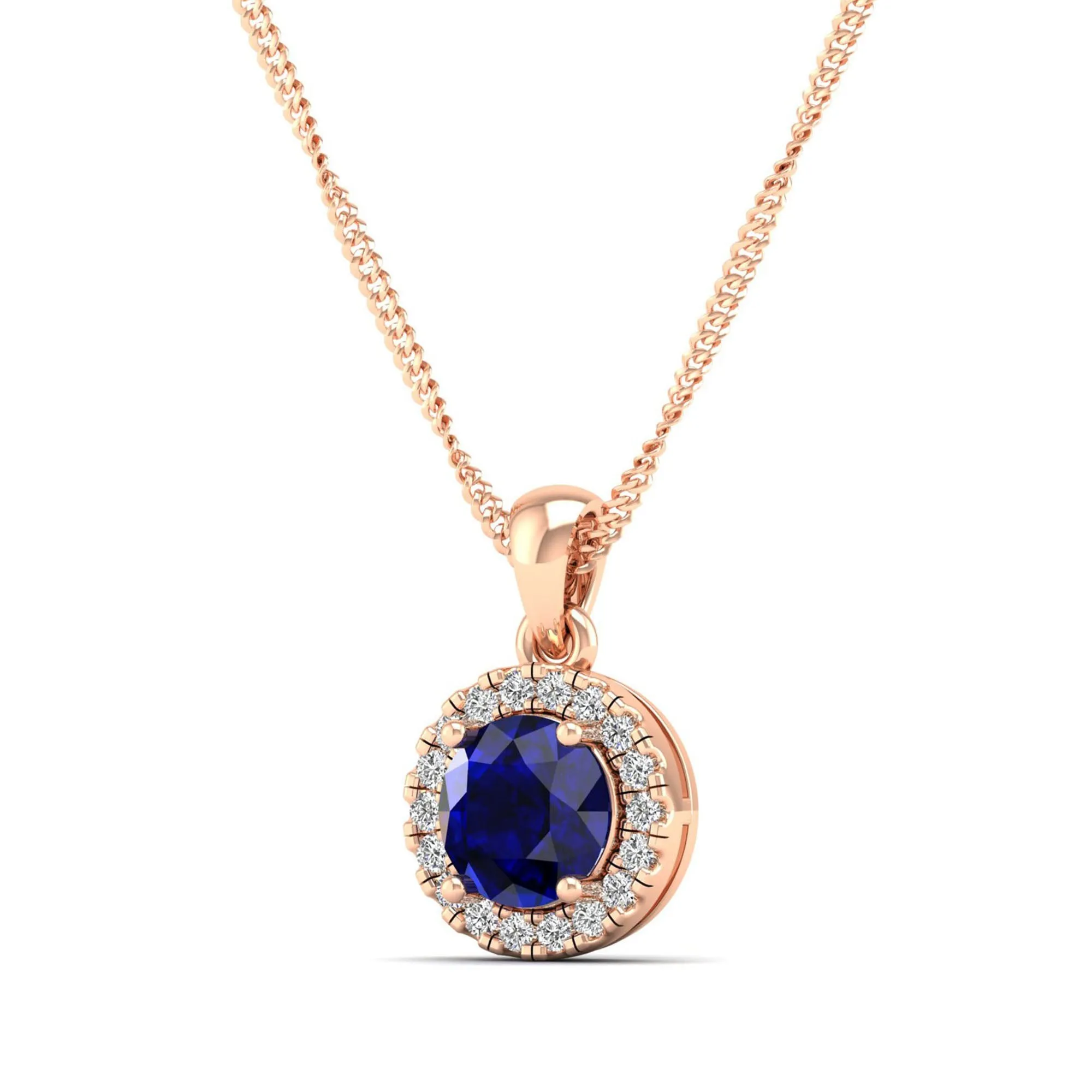 Classic Round Sapphire and Diamond Pendant