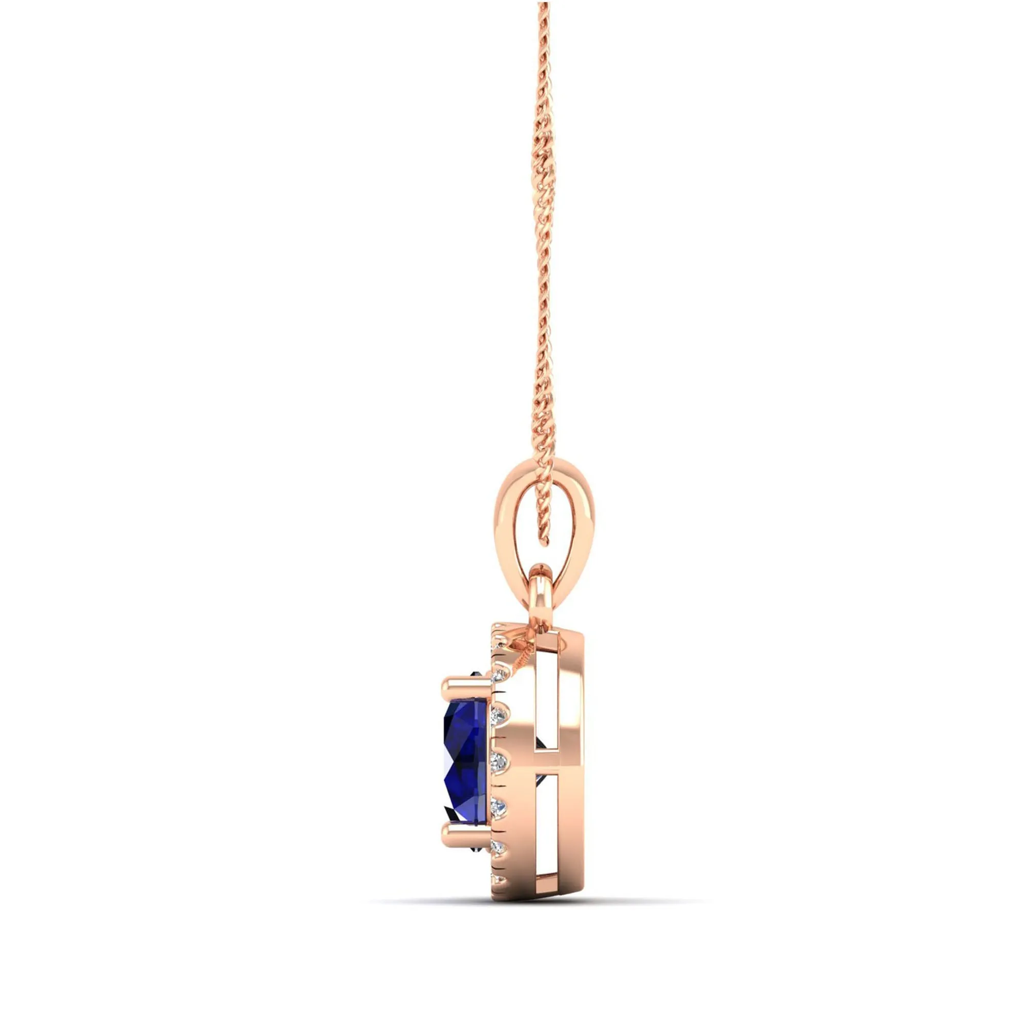 Classic Round Sapphire and Diamond Pendant