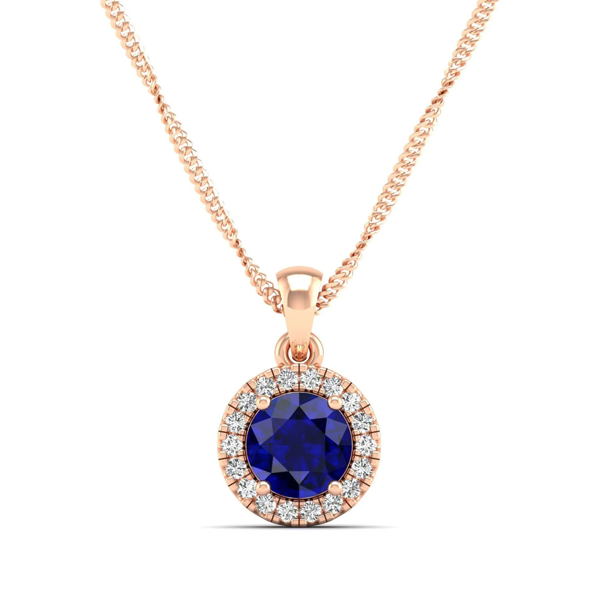 Classic Round Sapphire and Diamond Pendant