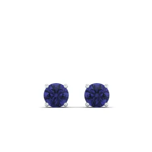 Classic Round Tanzanite Prong Stud Earrings