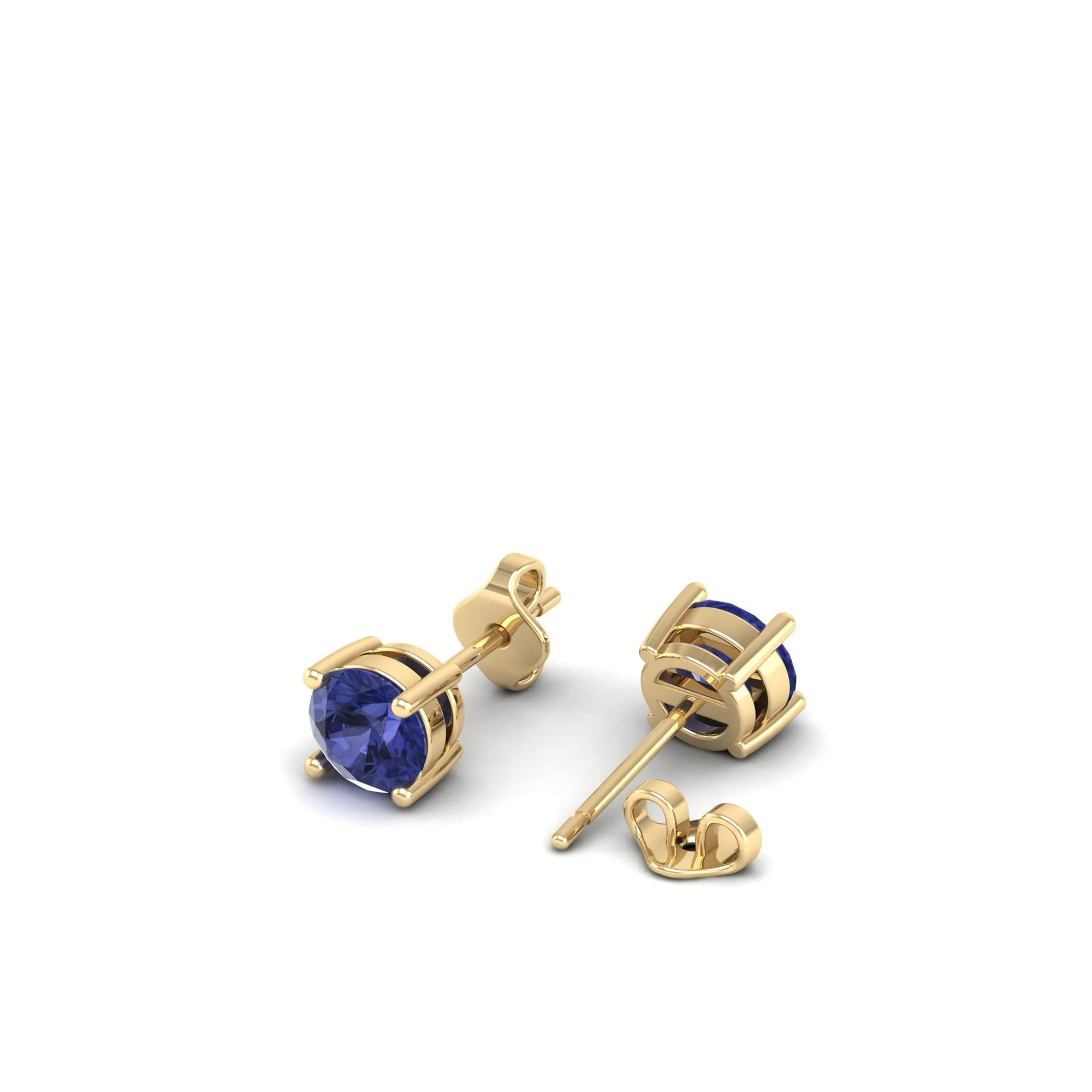 Classic Round Tanzanite Prong Stud Earrings