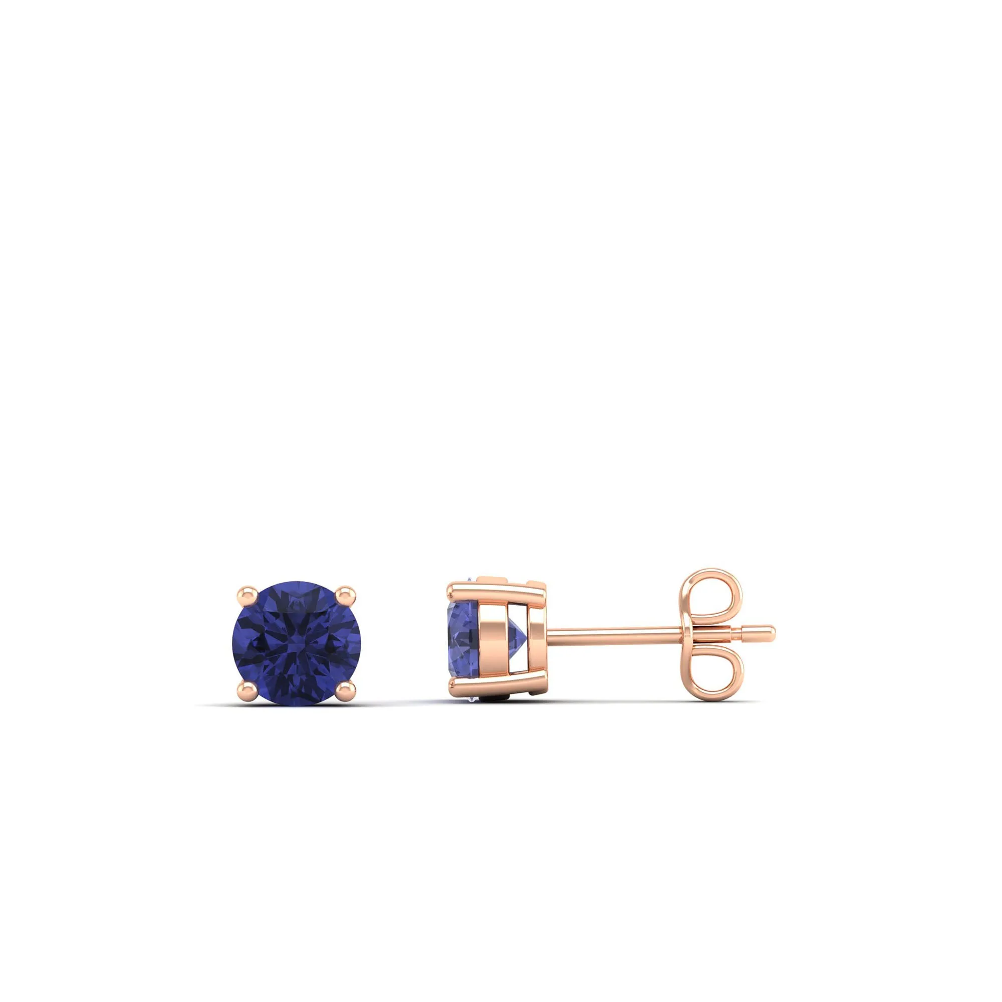 Classic Round Tanzanite Prong Stud Earrings