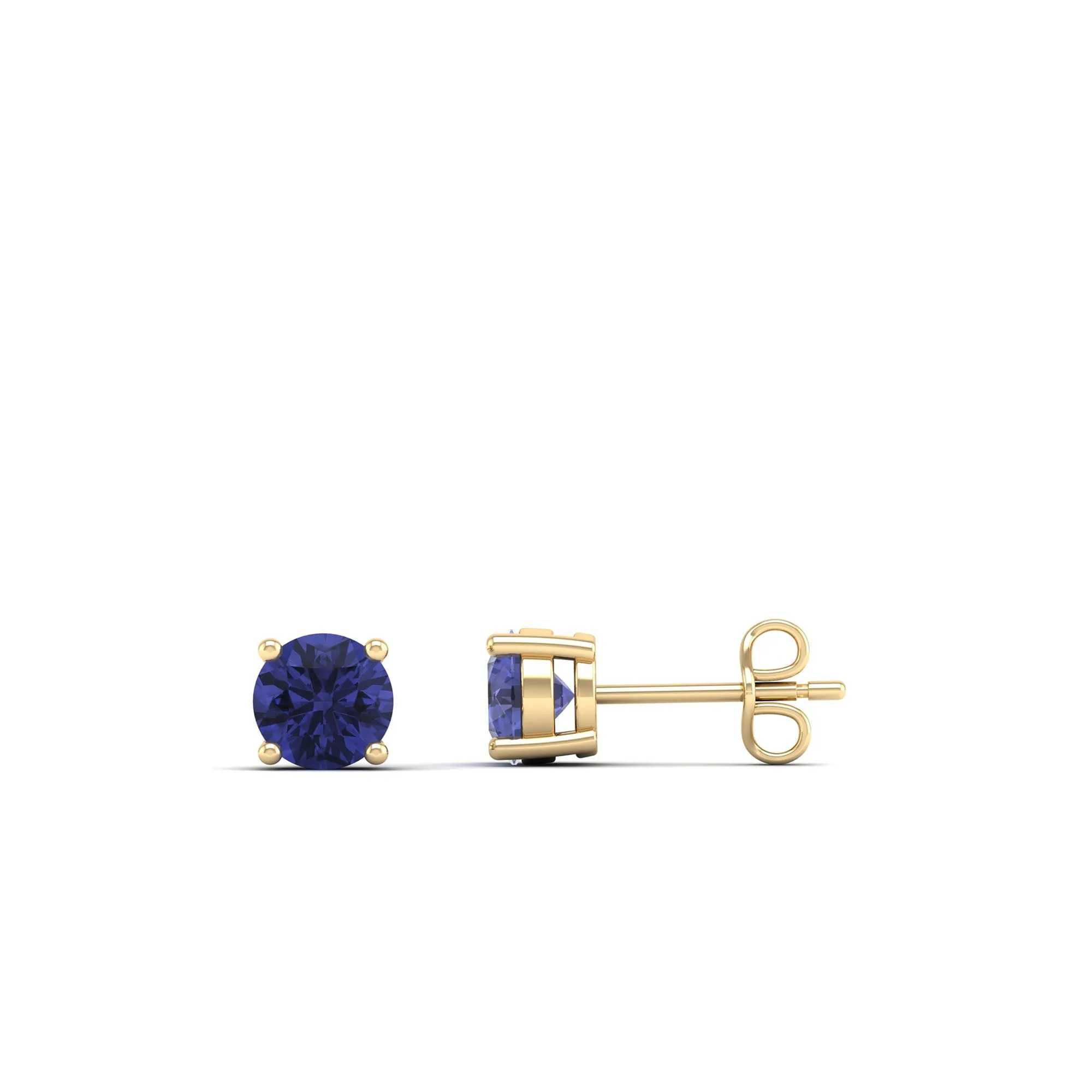 Classic Round Tanzanite Prong Stud Earrings